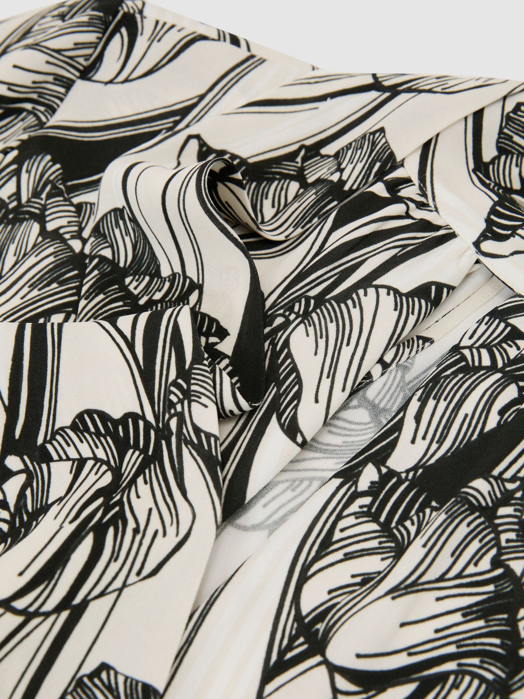 Floral-Print Tie-Neck Blouse in Black/White - Image 6 of 6
