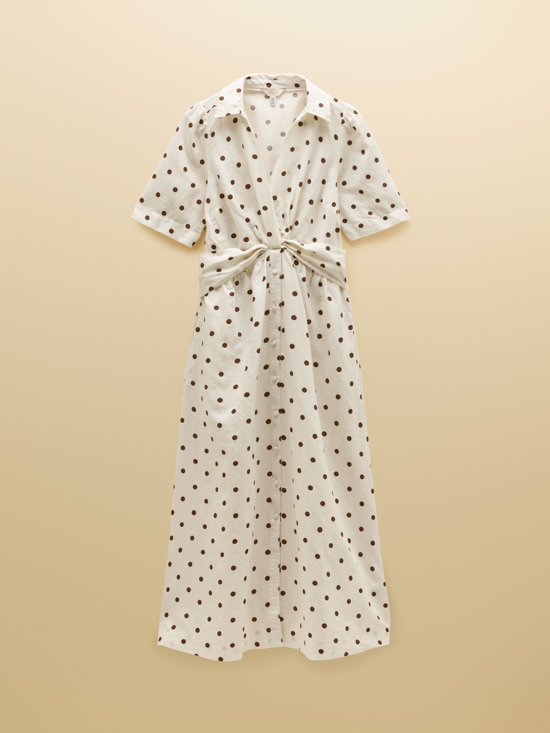 Marina Cream Spot Knot Linen Midi Dress - Image 7 of 7
