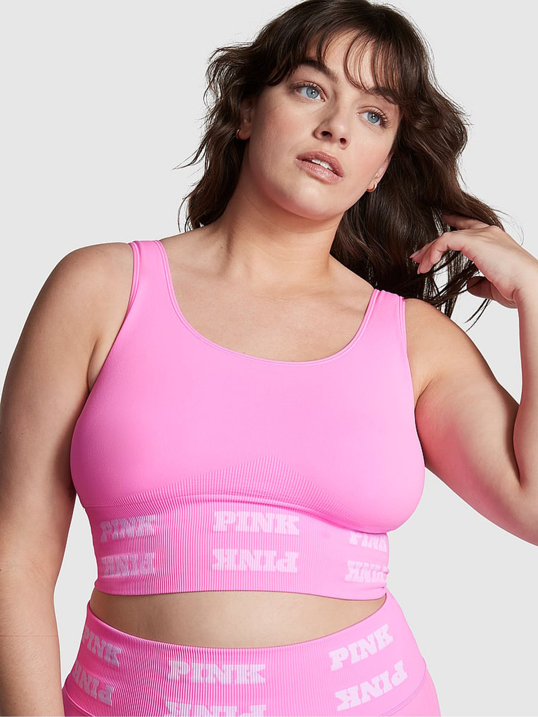 Lola Pink Seamless Logo Low Impact Sports Bra - Image 1 of 4