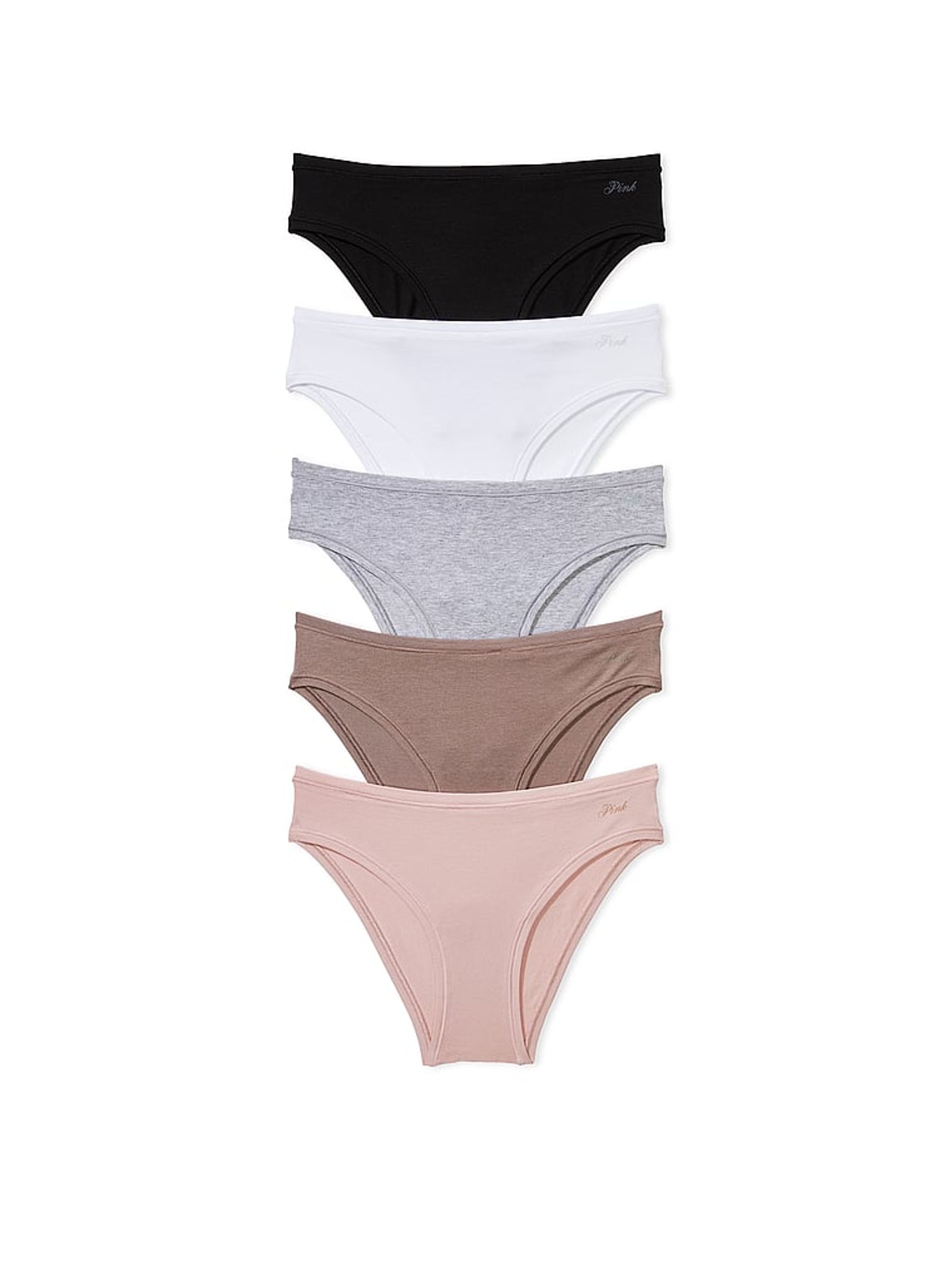 Black/Grey/White/Brown/Pink Cheeky Cotton 5 Pack Knickers - Image 1 of 3