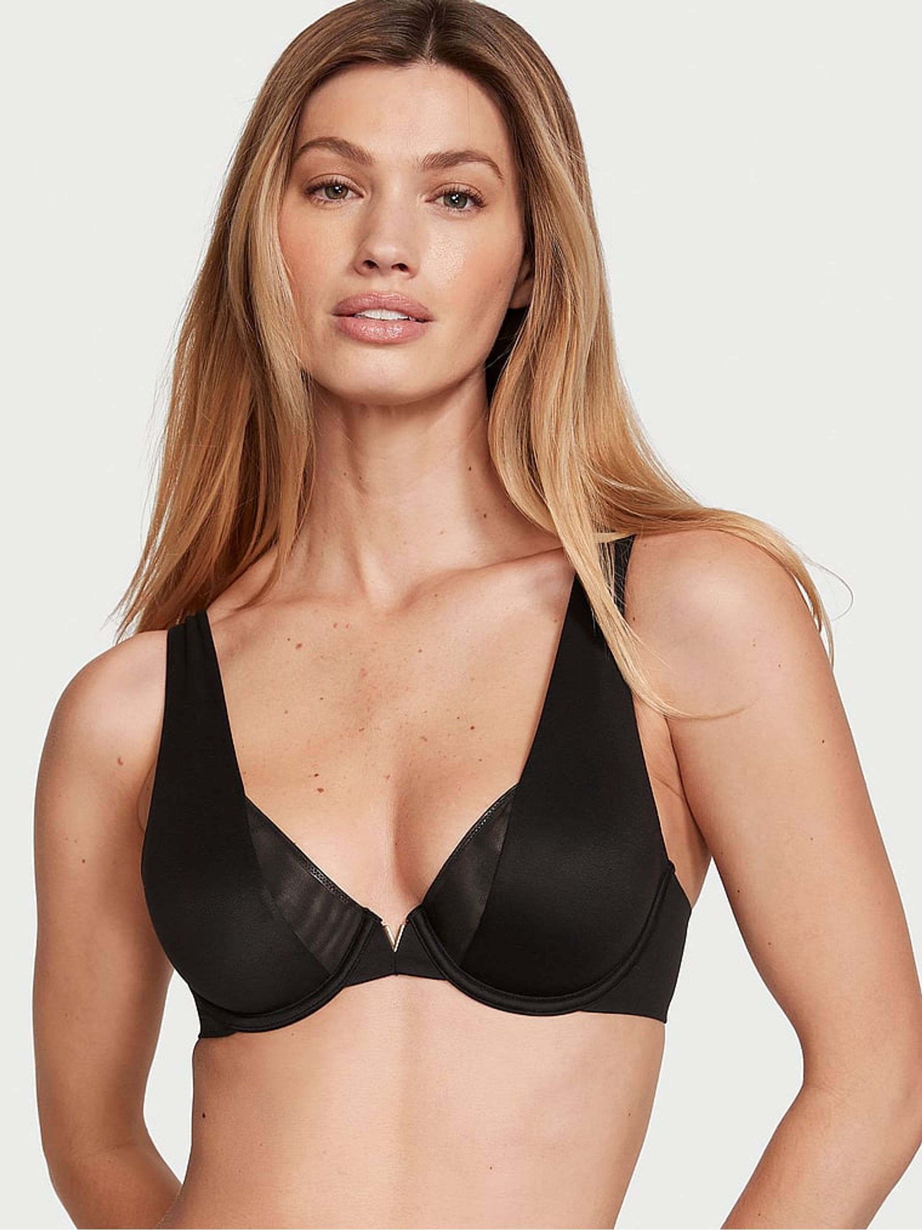 Black Mesh Unlined Full Coverage Bra - Image 1 of 4