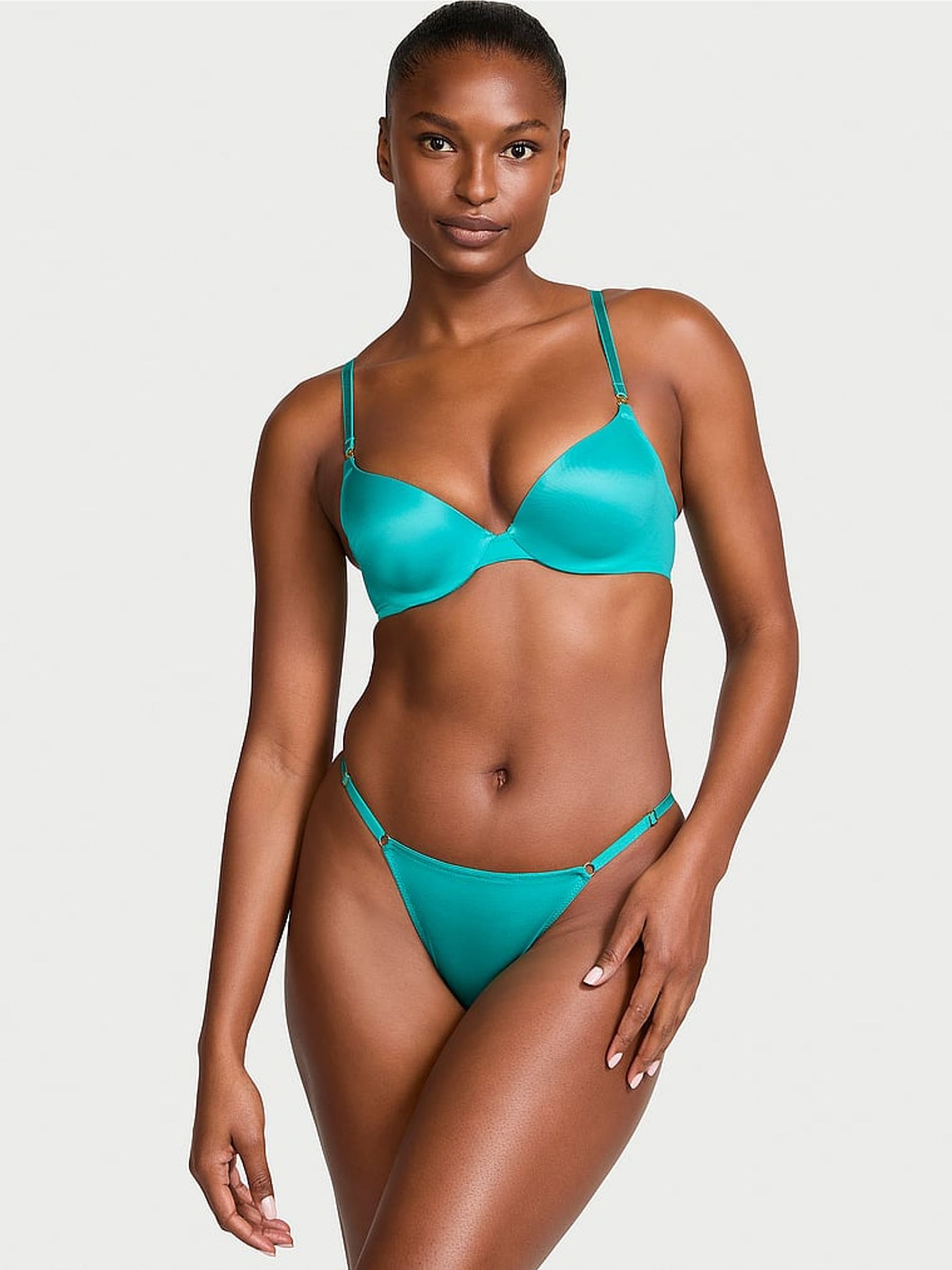 Aqua Sea Green Smooth Icon Push Up Demi Bra - Image 1 of 1