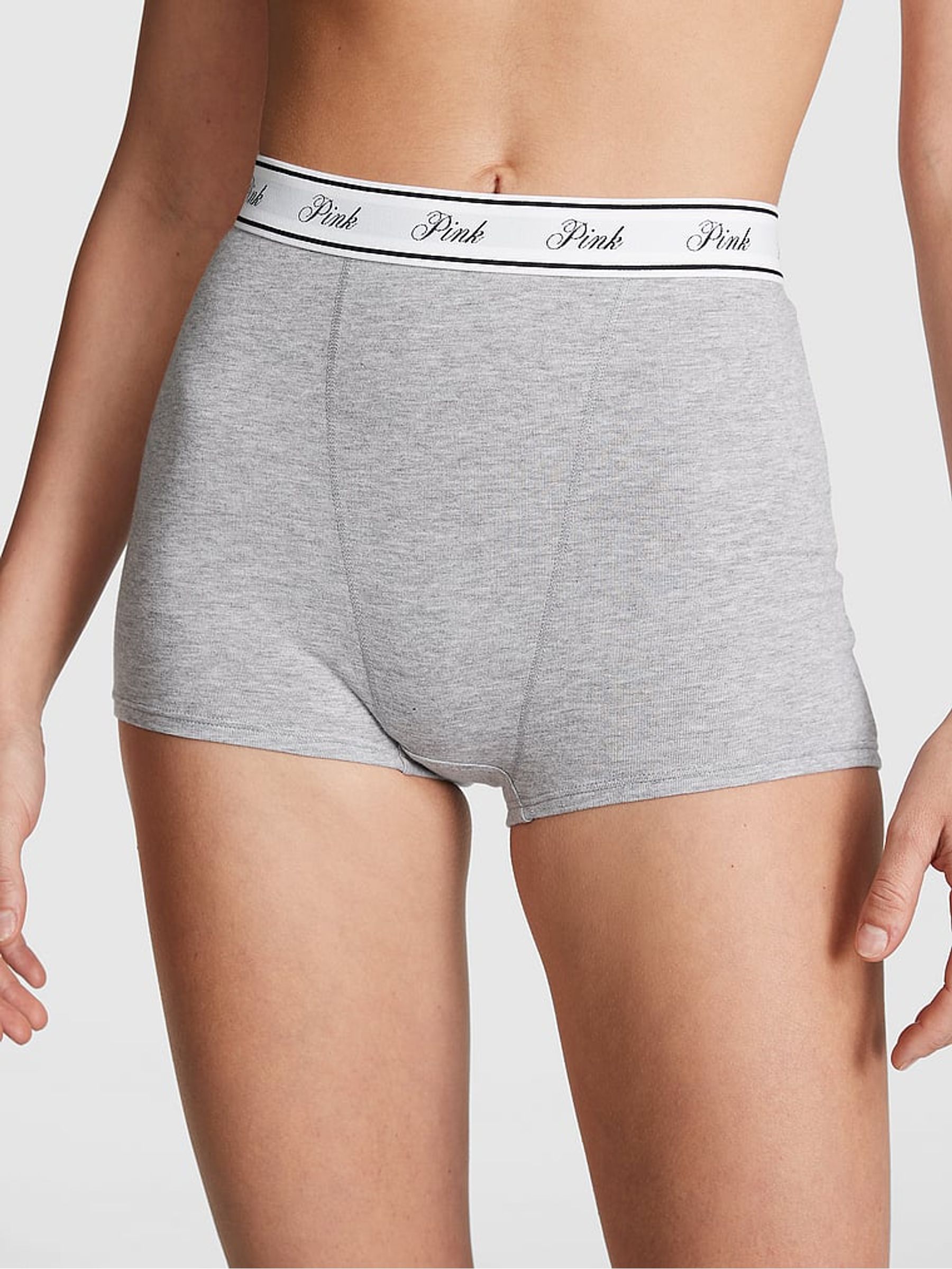 Medium Heather Grey High Waist Cotton Logo Knickers - Image 1 of 3