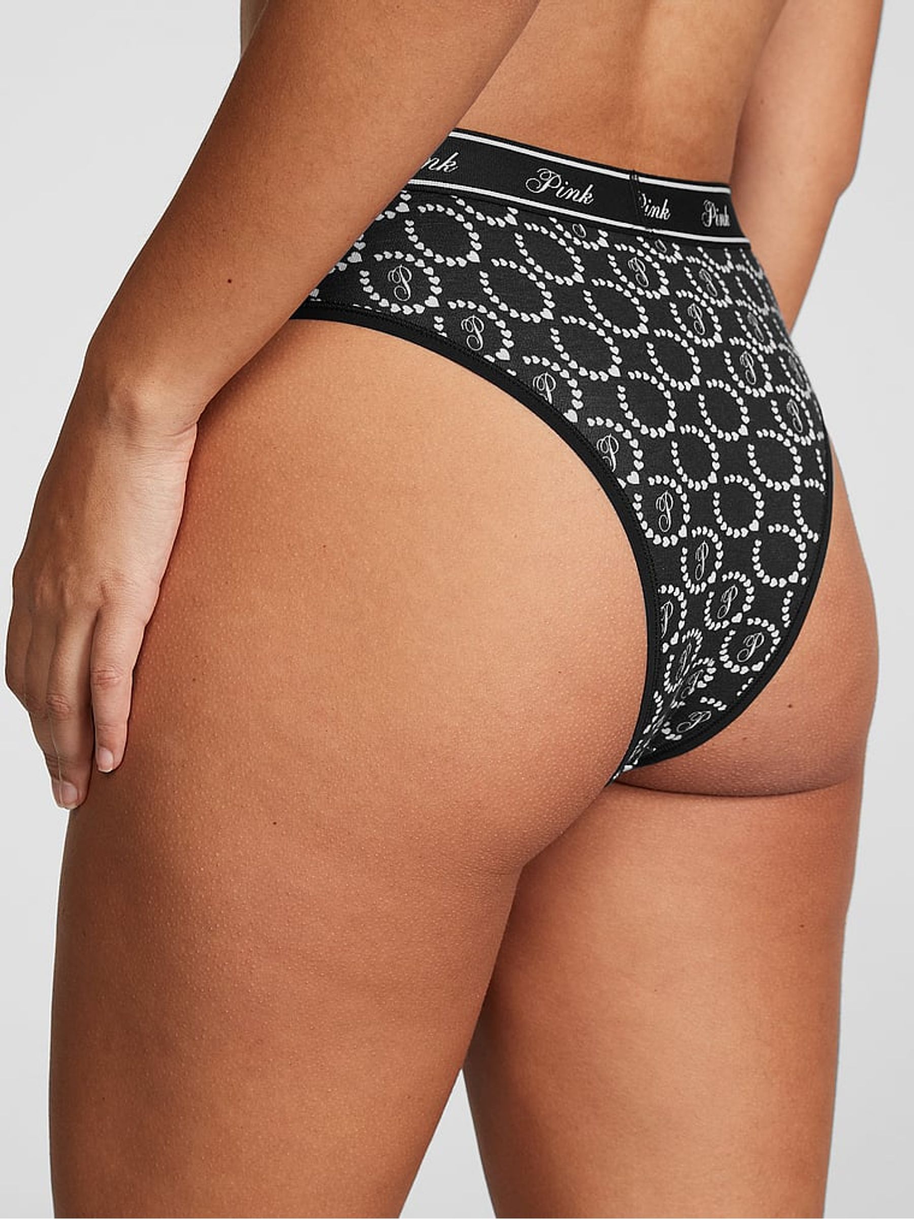 Pure Black  Hearts Brazilian Cotton Logo Knickers - Image 2 of 3