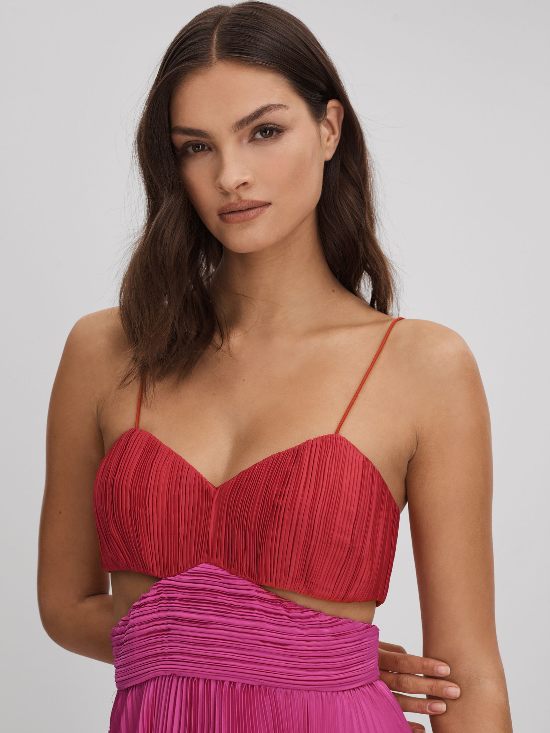 Amur Pleated Cut-Out Maxi Dress in Magenta - Image 3 of 5