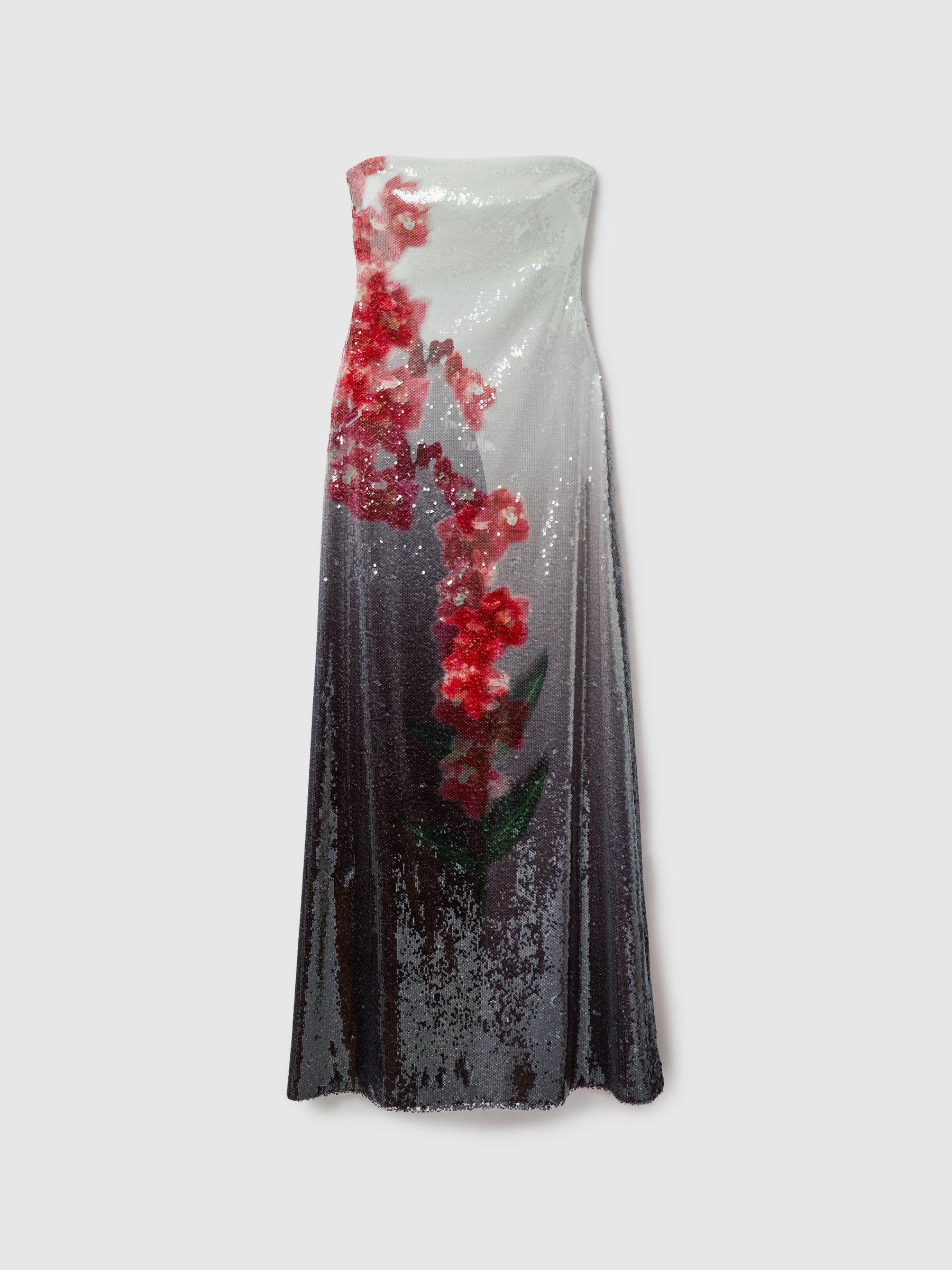 Halston Sequin Strapless Maxi Dress in Grey Multi - Image 2 of 6