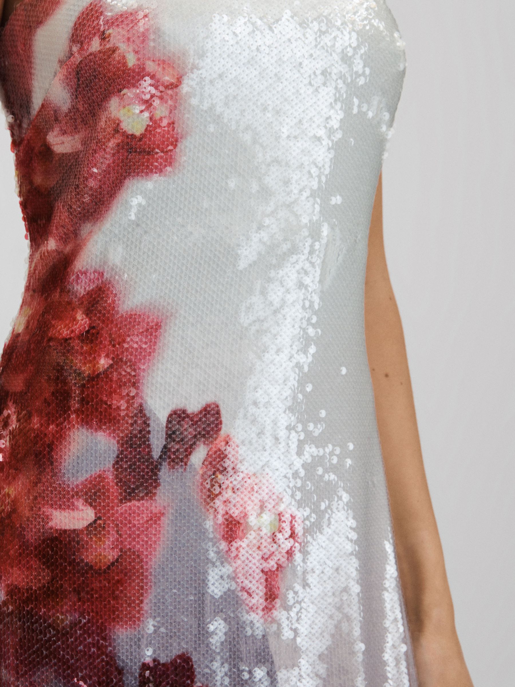 Halston Sequin Strapless Maxi Dress in Grey Multi - Image 4 of 6