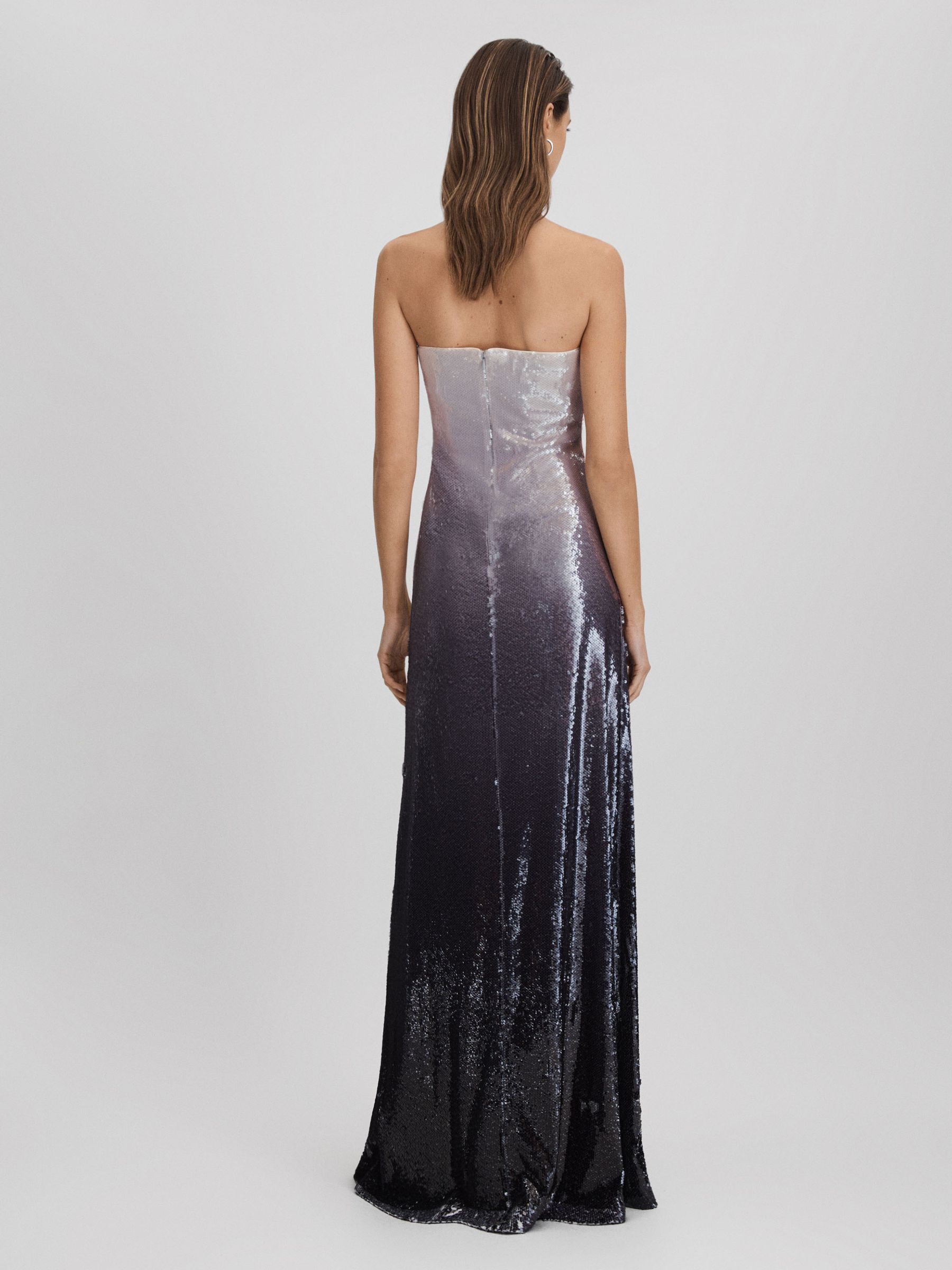 Halston Sequin Strapless Maxi Dress in Grey Multi - Image 5 of 6