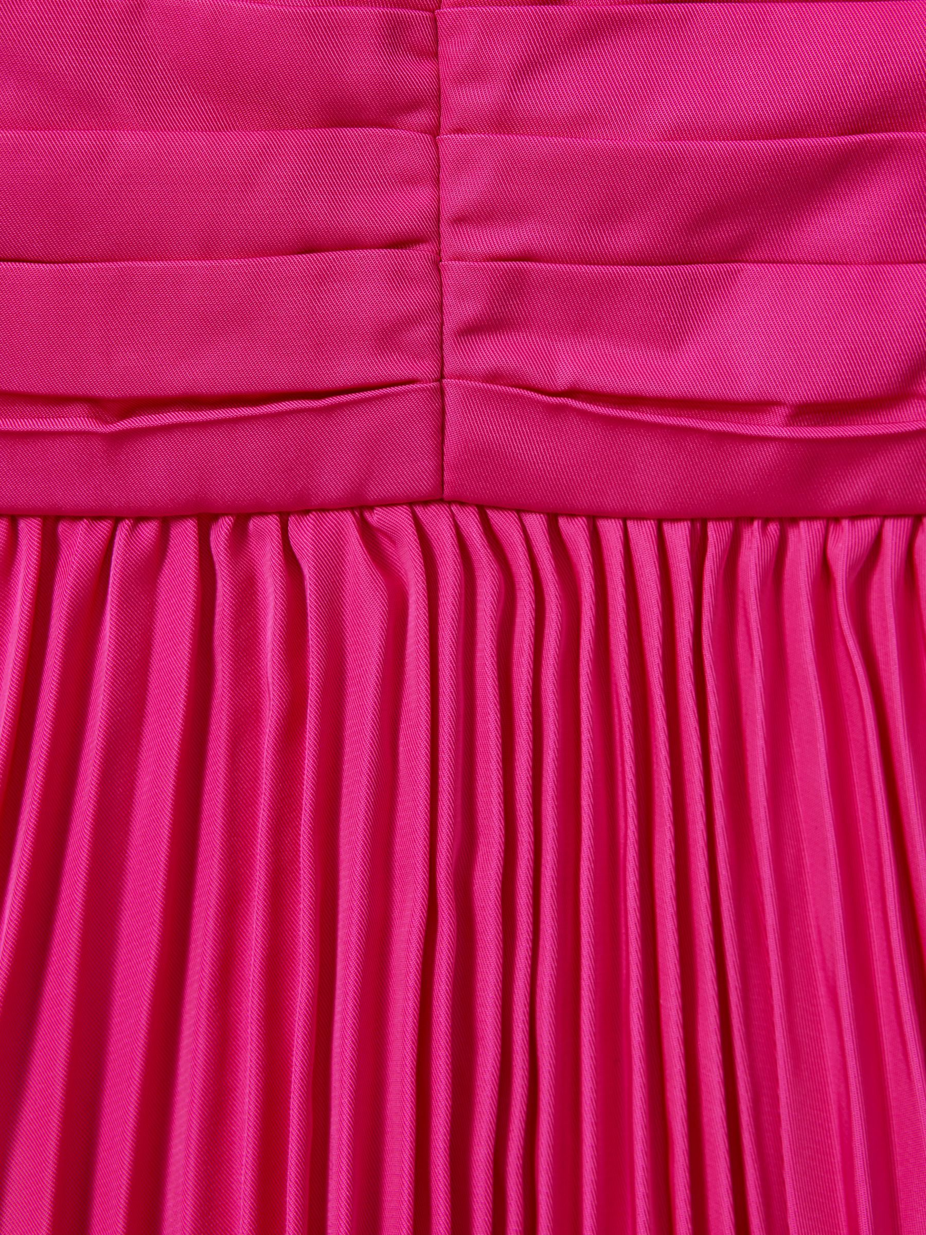 Amur Ruffle Strap Pleated Mini Dress in Pink Cabaret - Image 5 of 5