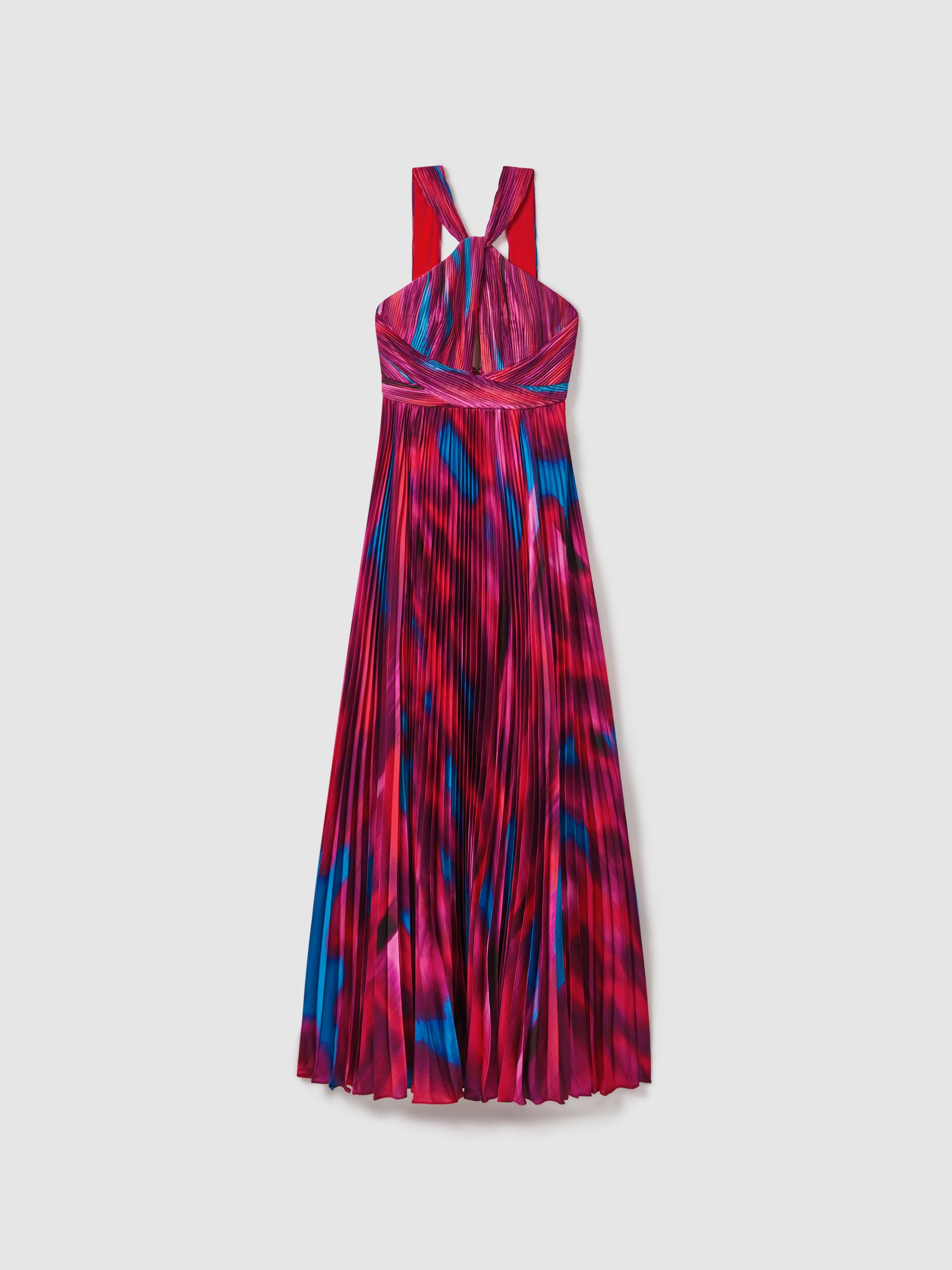 Amur Pleated Halter Neck Maxi Dress in Fire Ice - Image 2 of 6