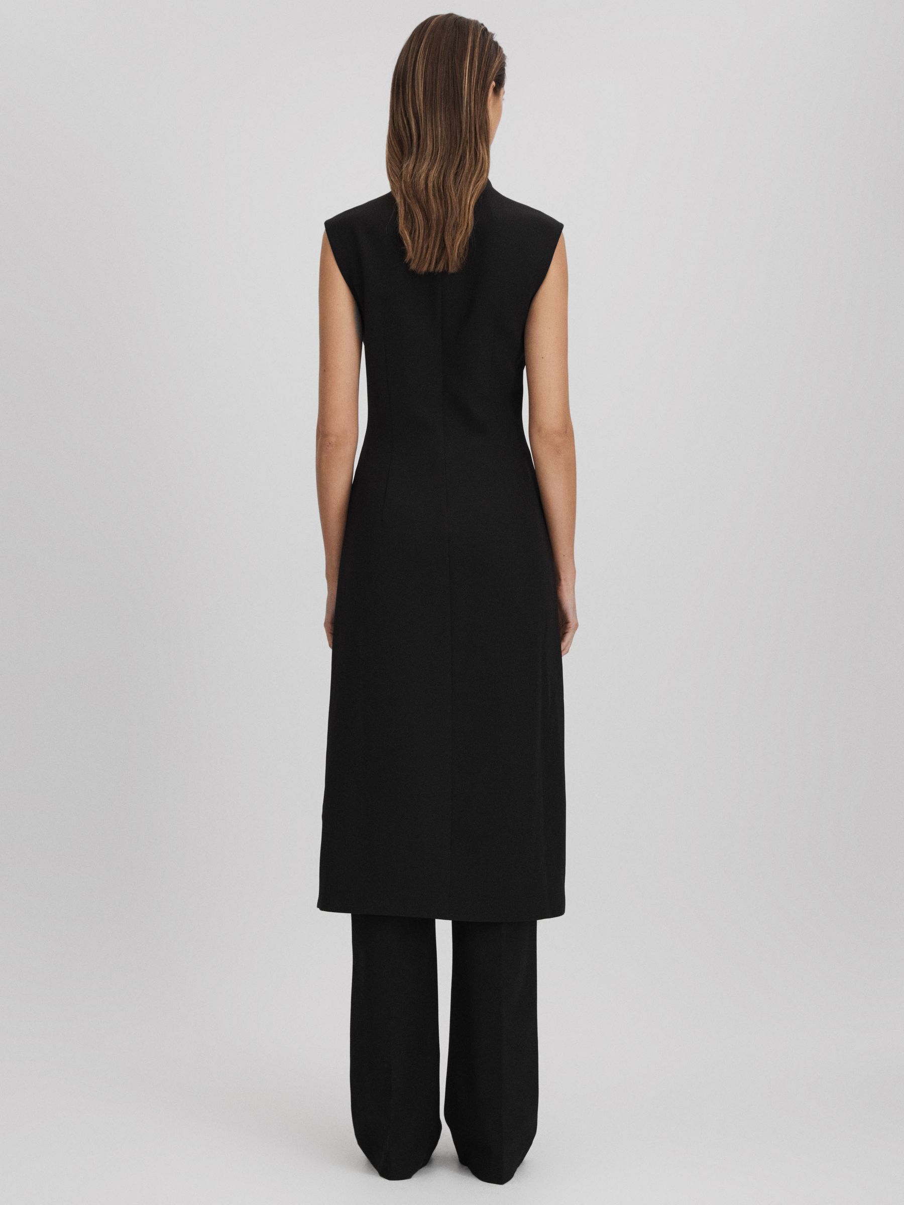 Halston Cowl Neck Wrap Midi Dress in Black - Image 5 of 6