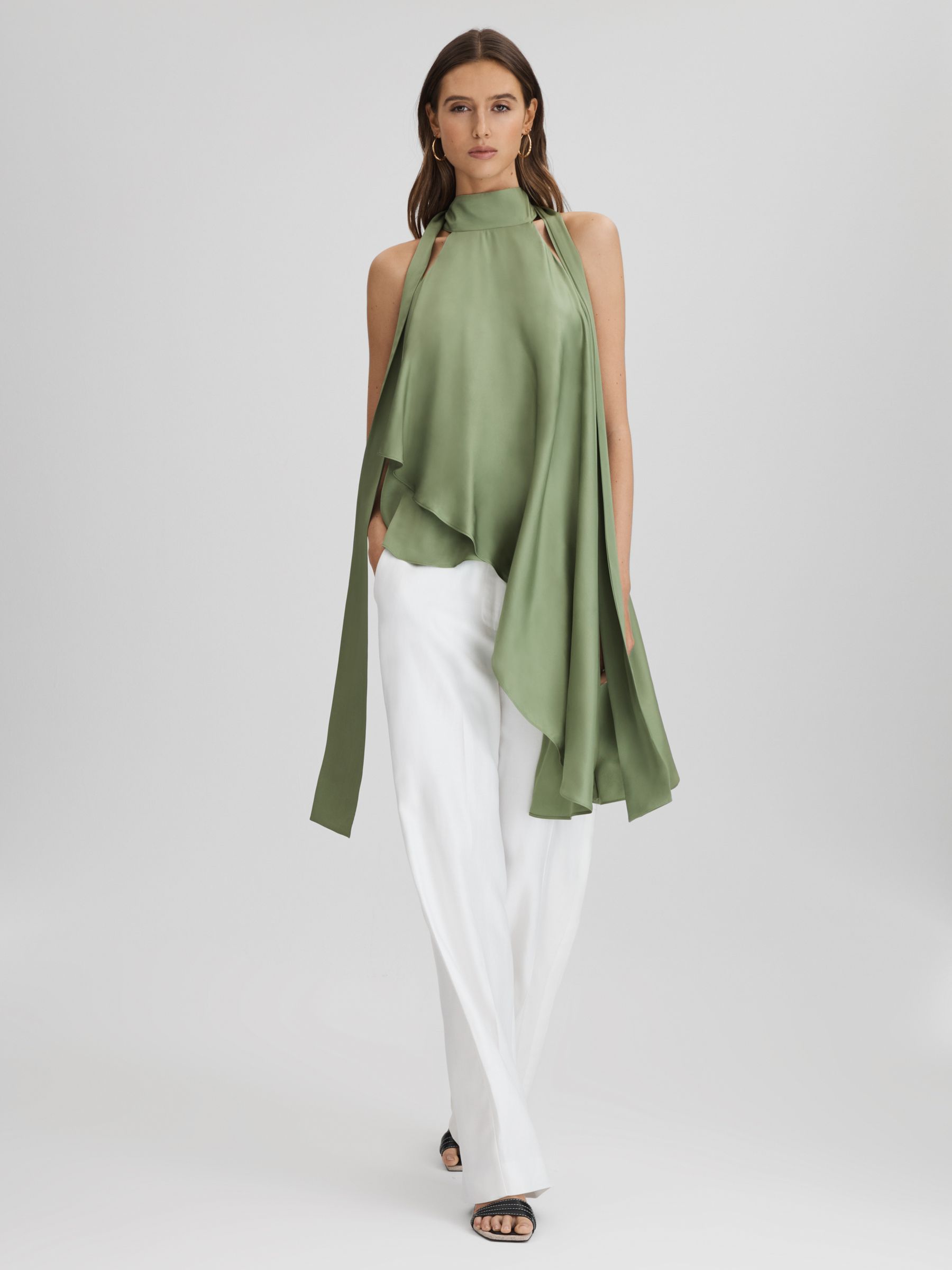 Asymmetric Draped Blouse in Green - Image 5 of 6