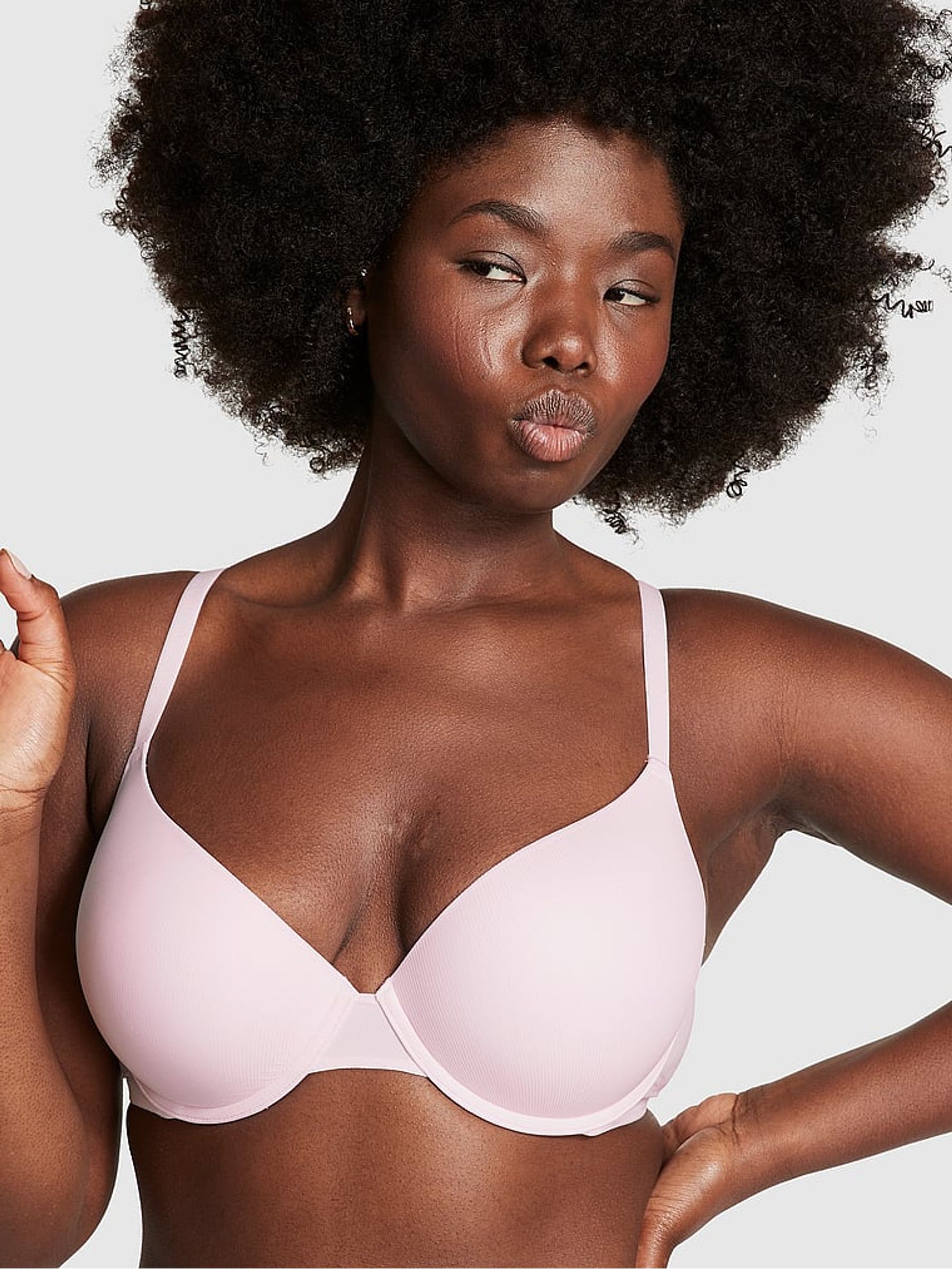 Pink Tulip Rib Push Up Bra - Image 1 of 3