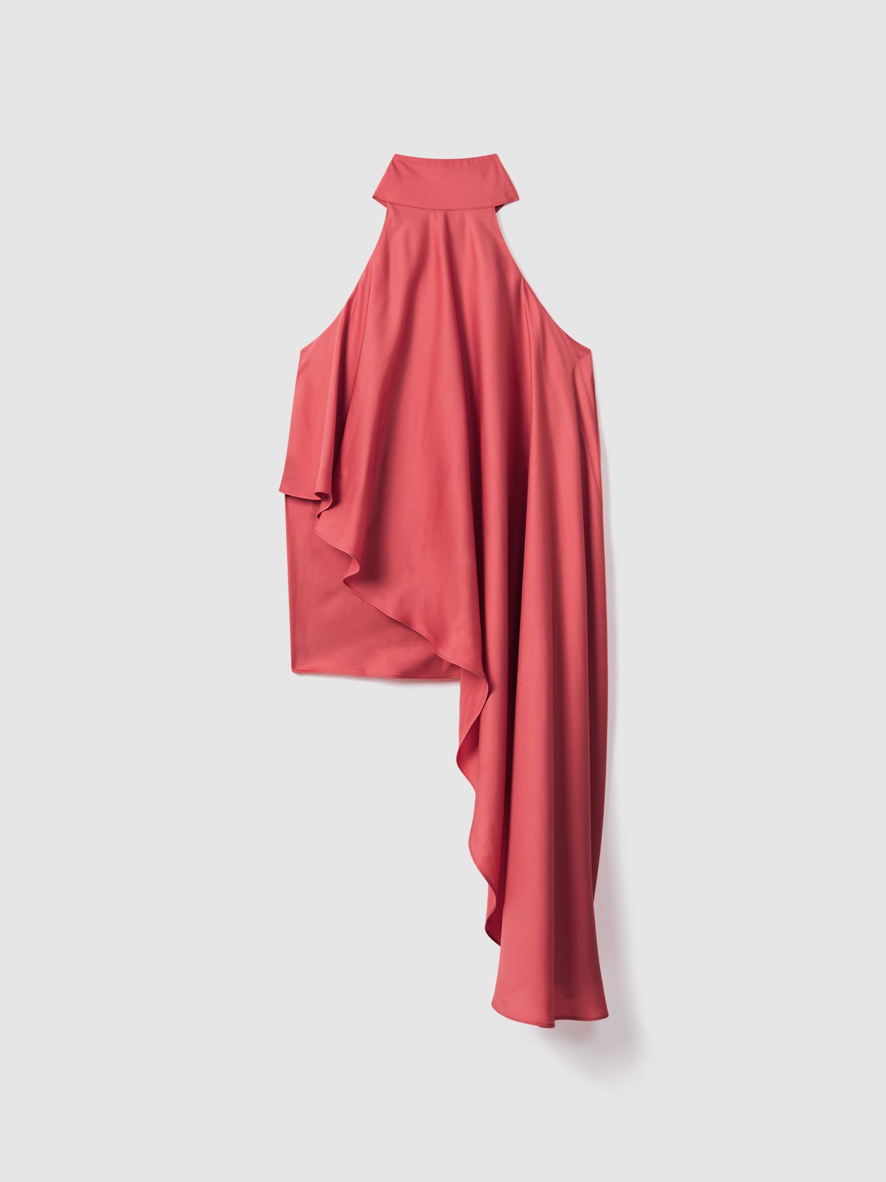 Asymmetric Draped Blouse in Coral - Image 2 of 5