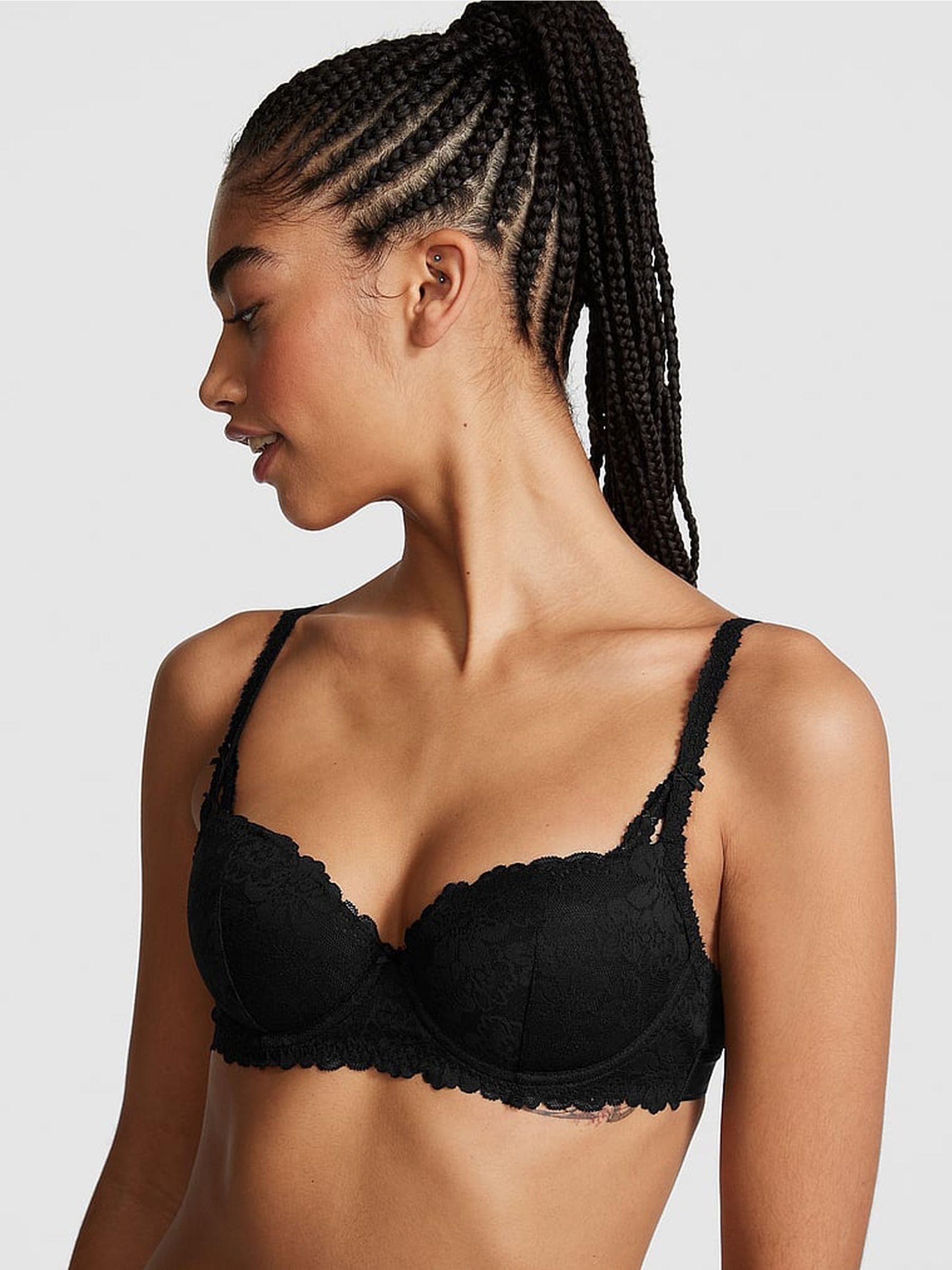 Pure Black Lace Lightly Lined Balcony Bra - Image 1 of 3