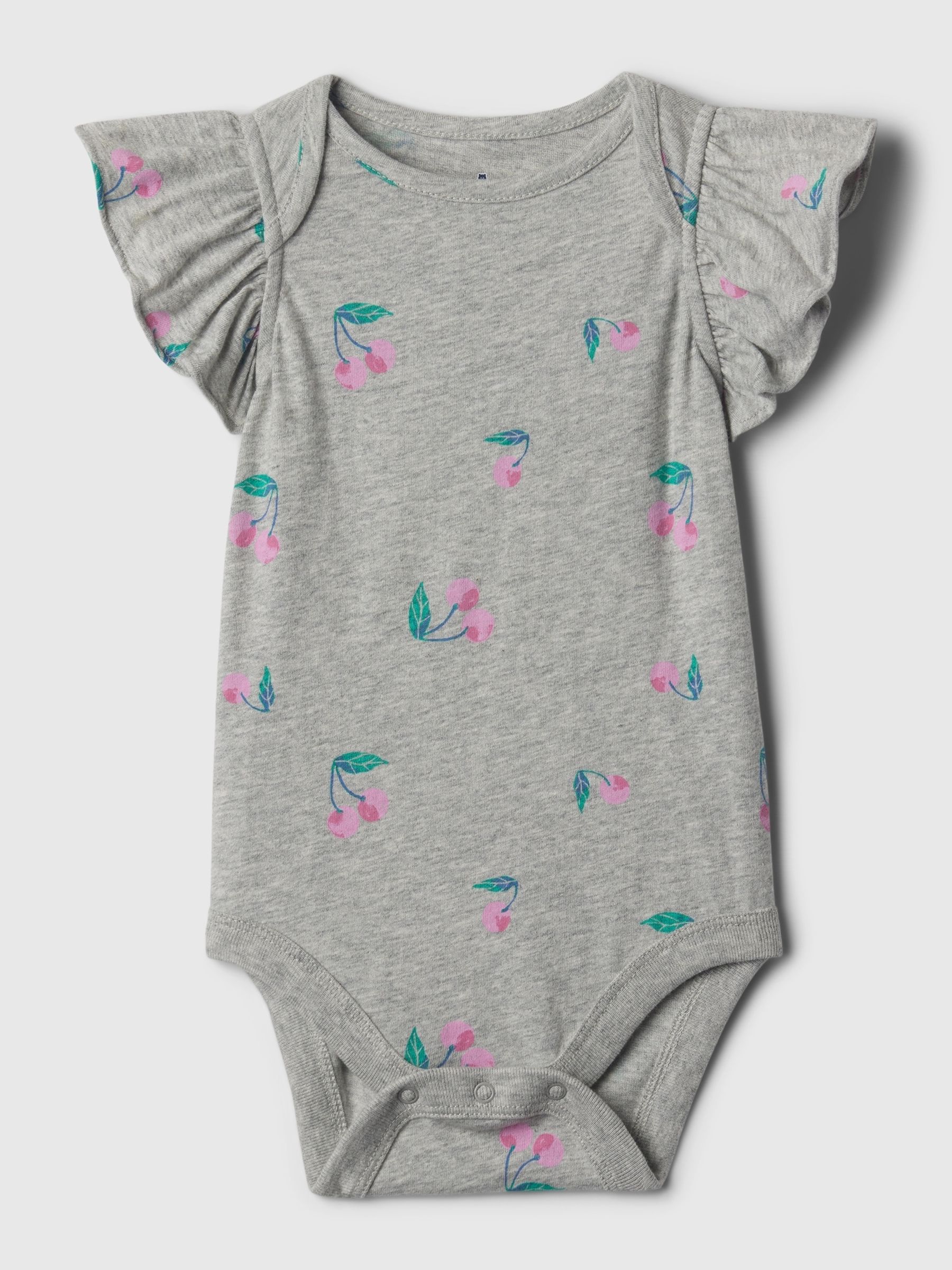Grey Ruffle Short Sleeve Bodysuit (Newborn-24mths) - Image 1 of 1