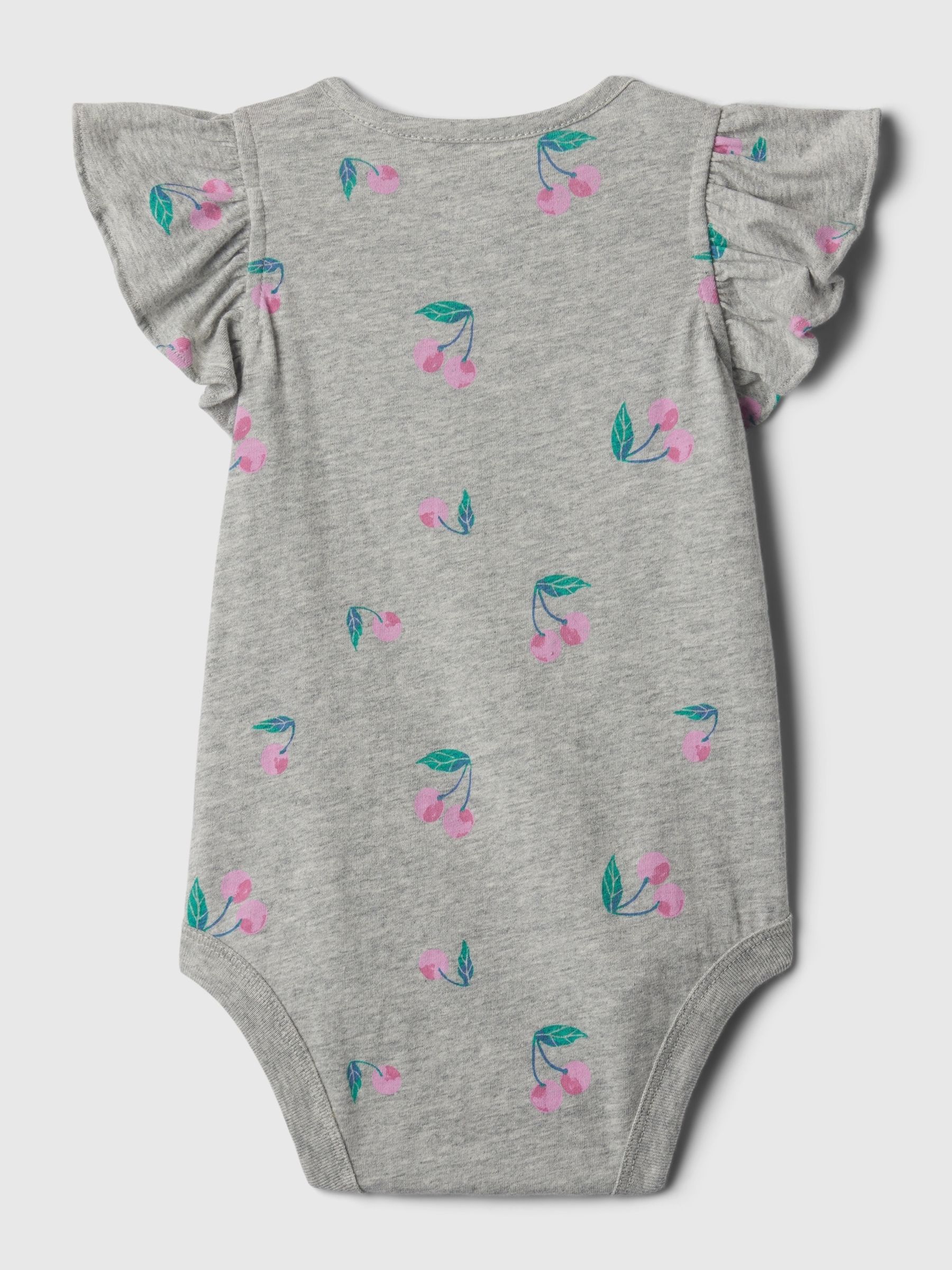Grey Ruffle Short Sleeve Bodysuit (Newborn-24mths) - Image 2 of 2