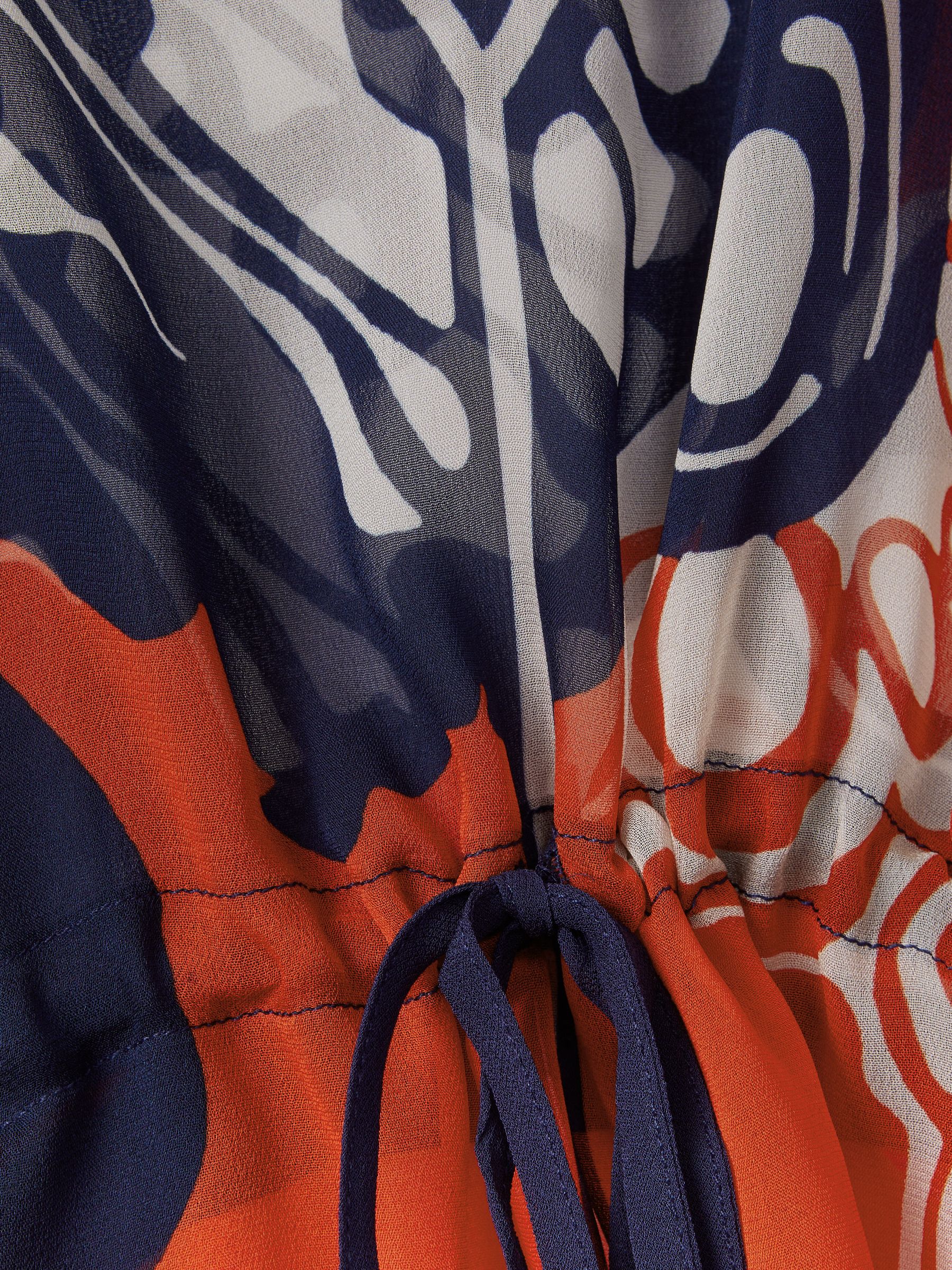 Printed Drawstring Waist Kaftan in Navy/Red - Image 7 of 7