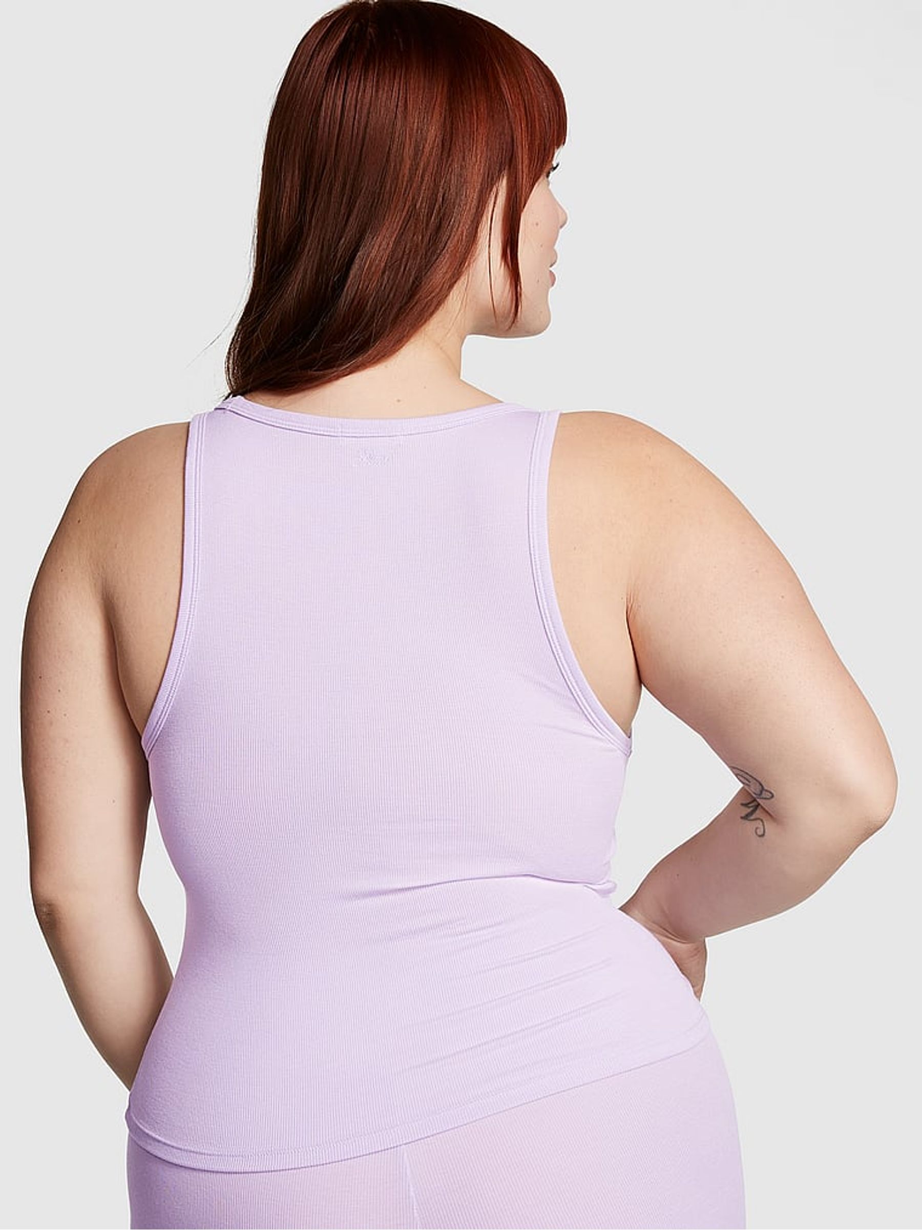 Purple Pastel Lilac Modal Rib Pyjama Vest Top - Image 2 of 4