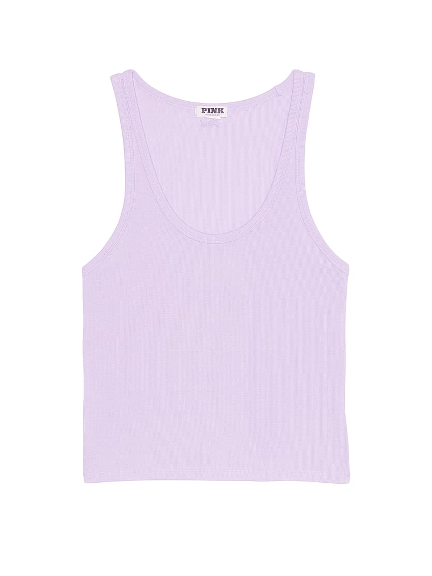 Purple Pastel Lilac Modal Rib Pyjama Vest Top - Image 3 of 4