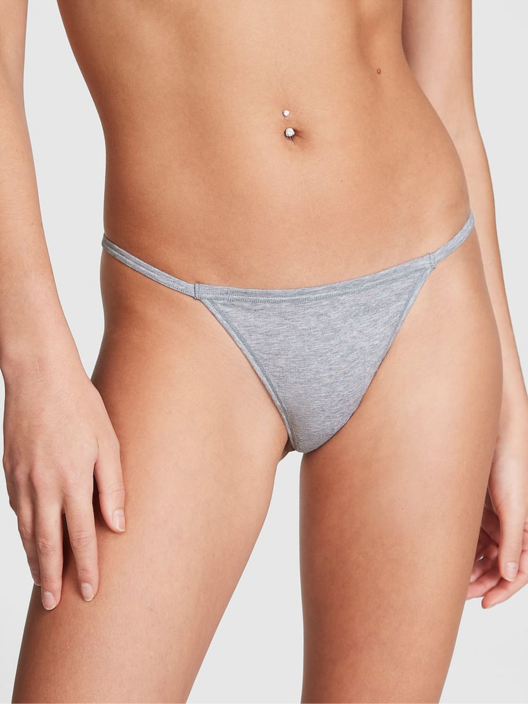 Grey Heather Cotton G String Knickers - Image 1 of 3
