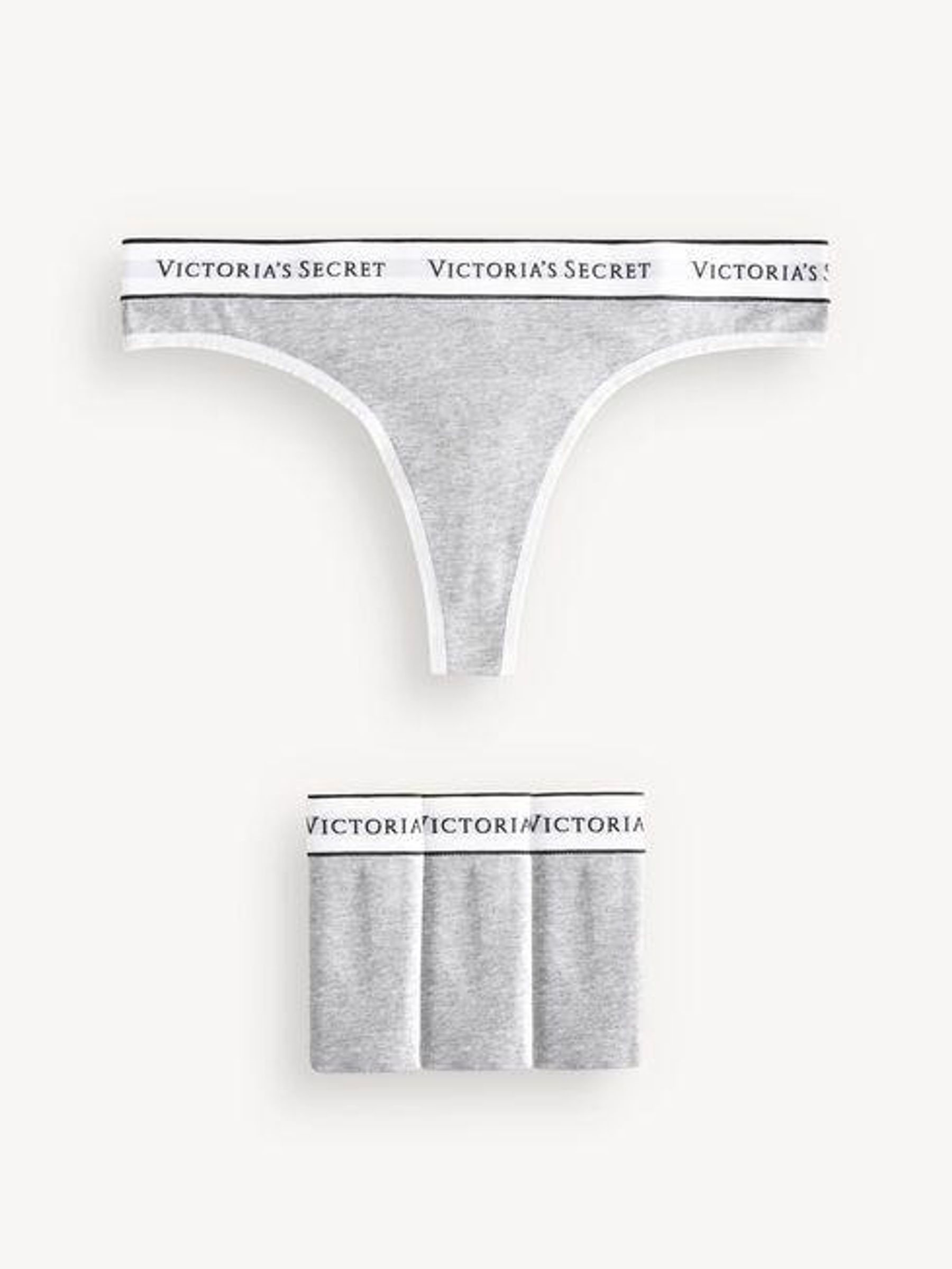 Grey Heather Thong Logo 4 Pack Knickers - Image 1 of 3
