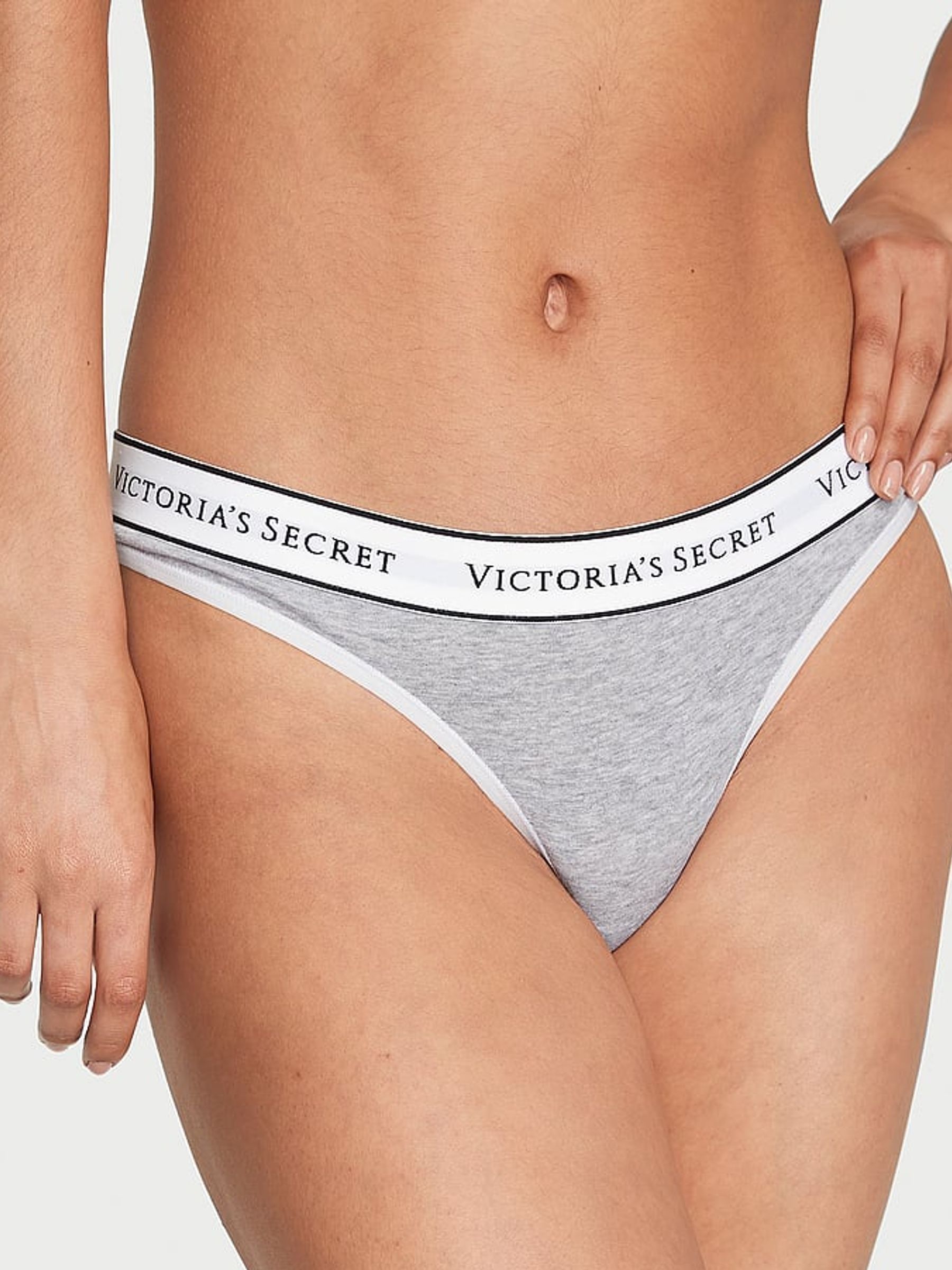 Grey Heather Thong Logo 4 Pack Knickers - Image 2 of 3
