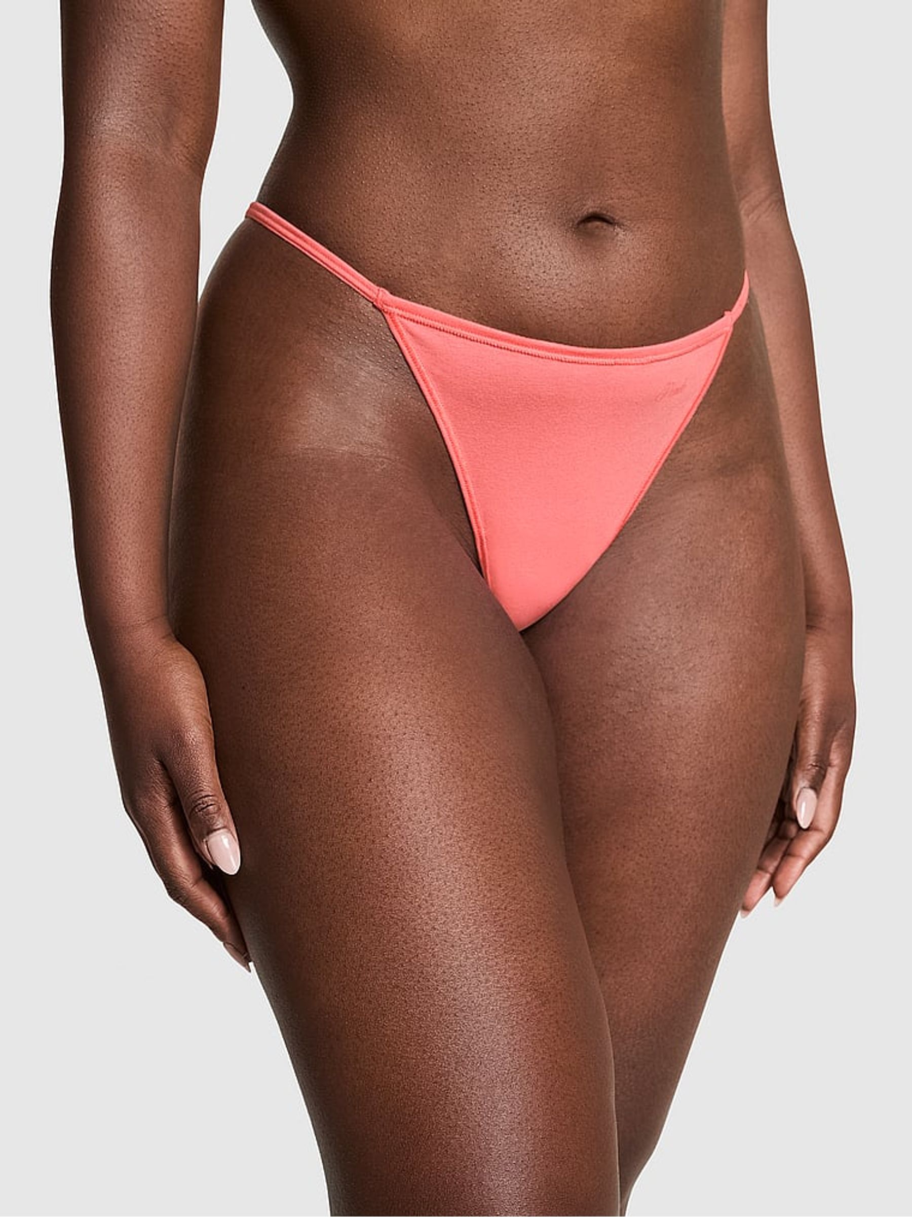 Crazy For Coral Pink Cotton G String Knickers - Image 1 of 1