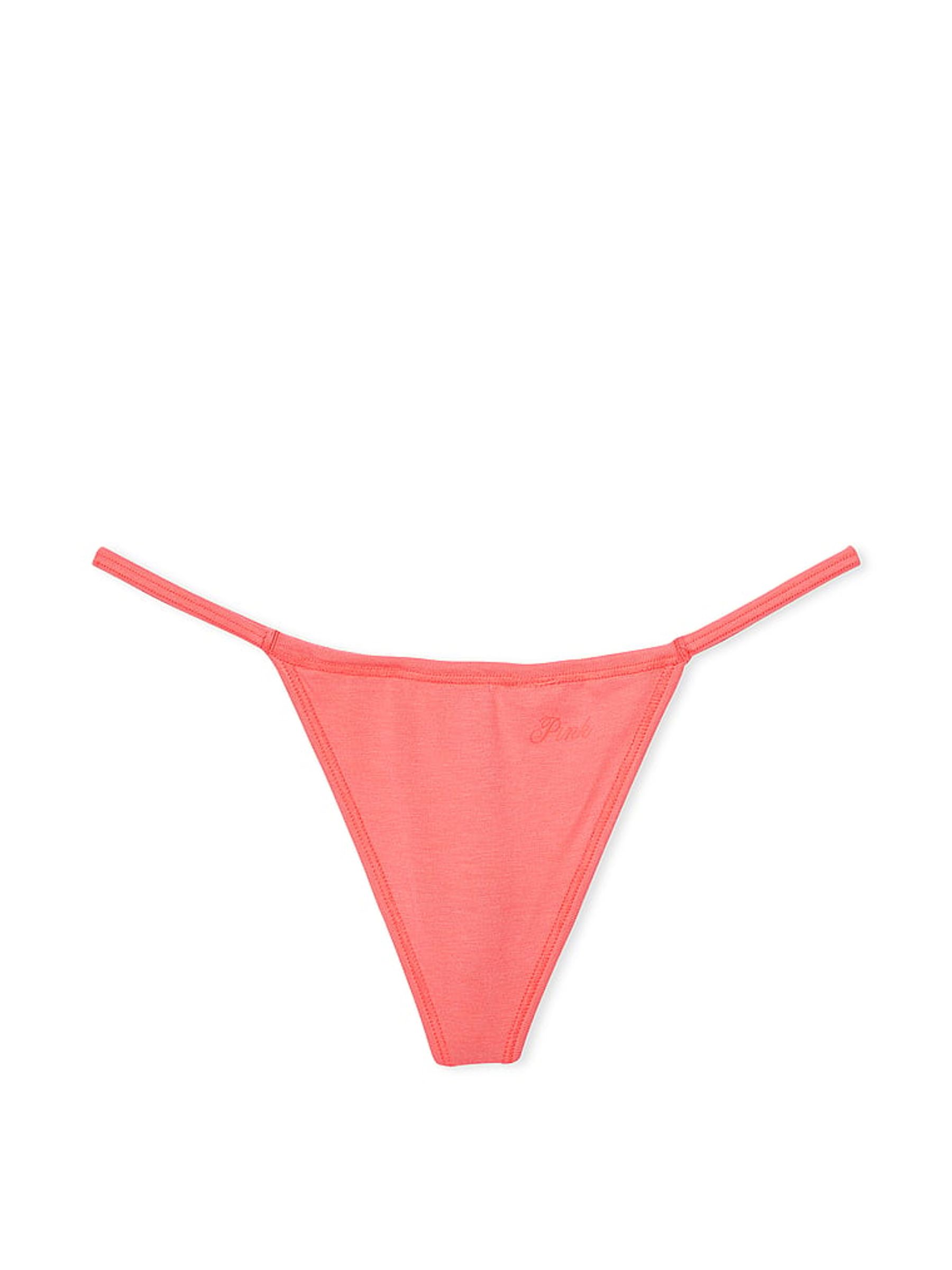 Crazy For Coral Pink Cotton G String Knickers - Image 3 of 3