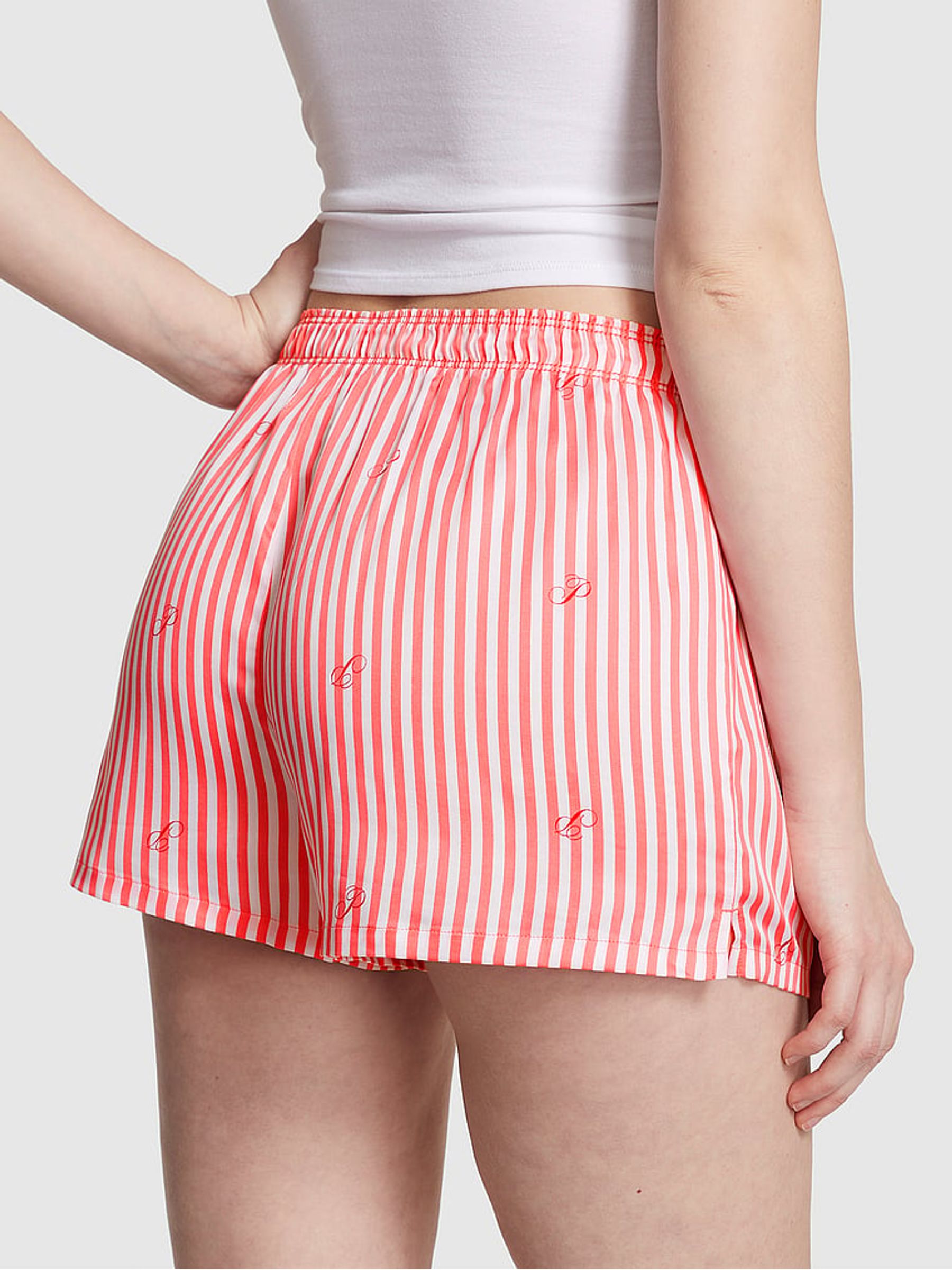 Pink Coral Stripe Short TENCEL™ Pyjama Bottoms - Image 2 of 3