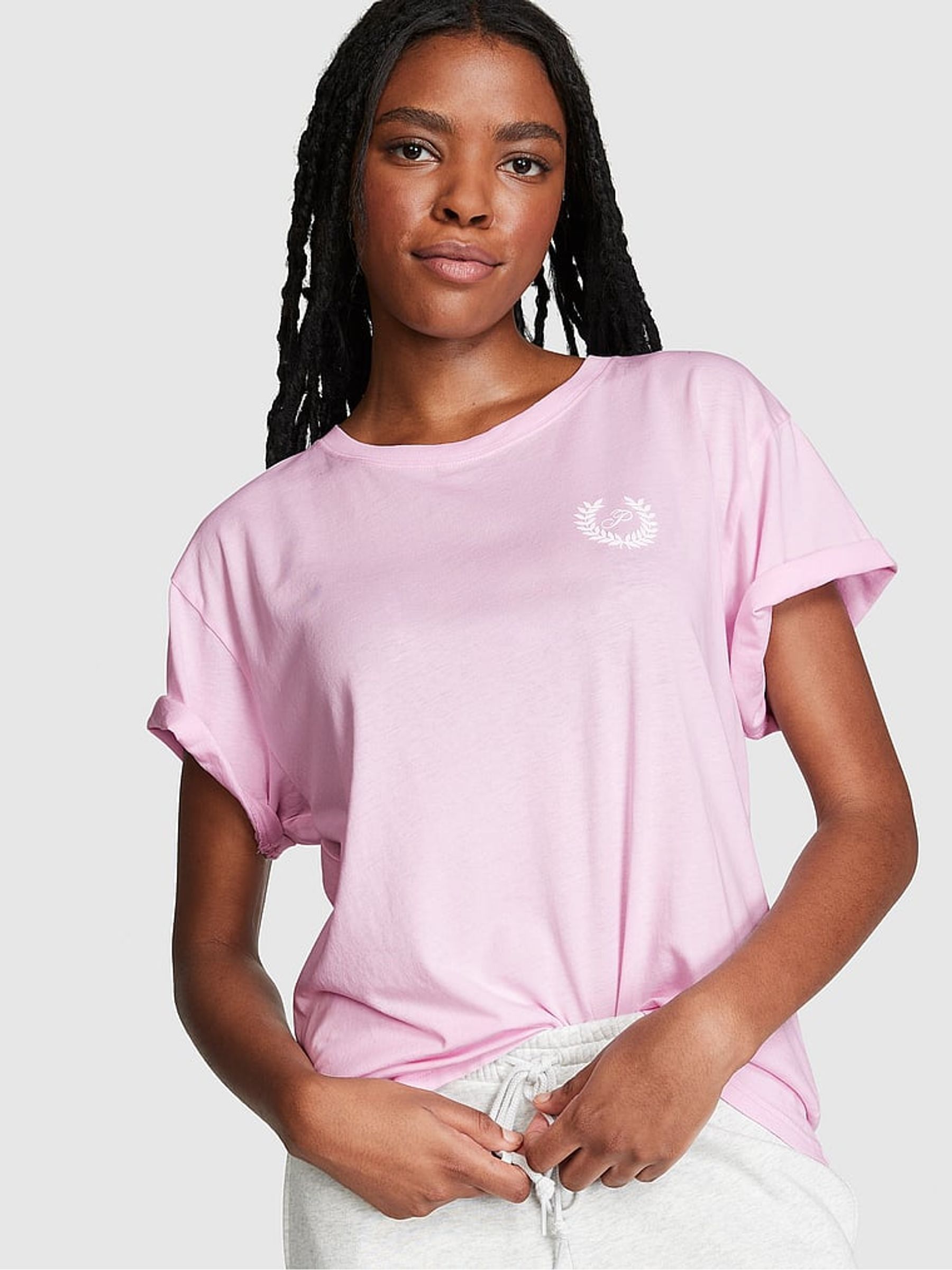 Spring Orchid Pink Short Sleeve Oversized Campus T-Shirt - Image 1 of 1