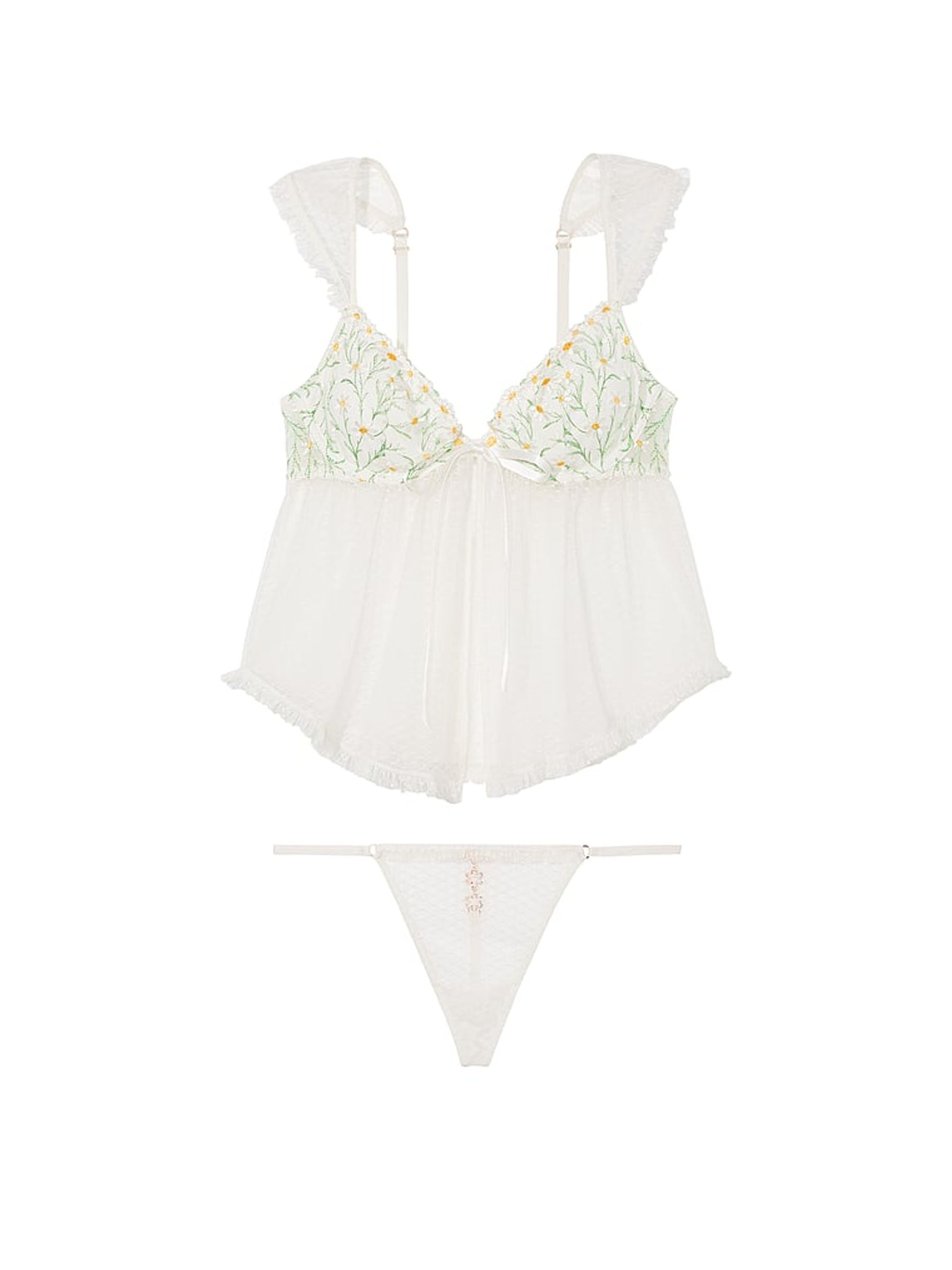 Coconut White Daisy Broderie Pleated Babydoll - Image 3 of 4