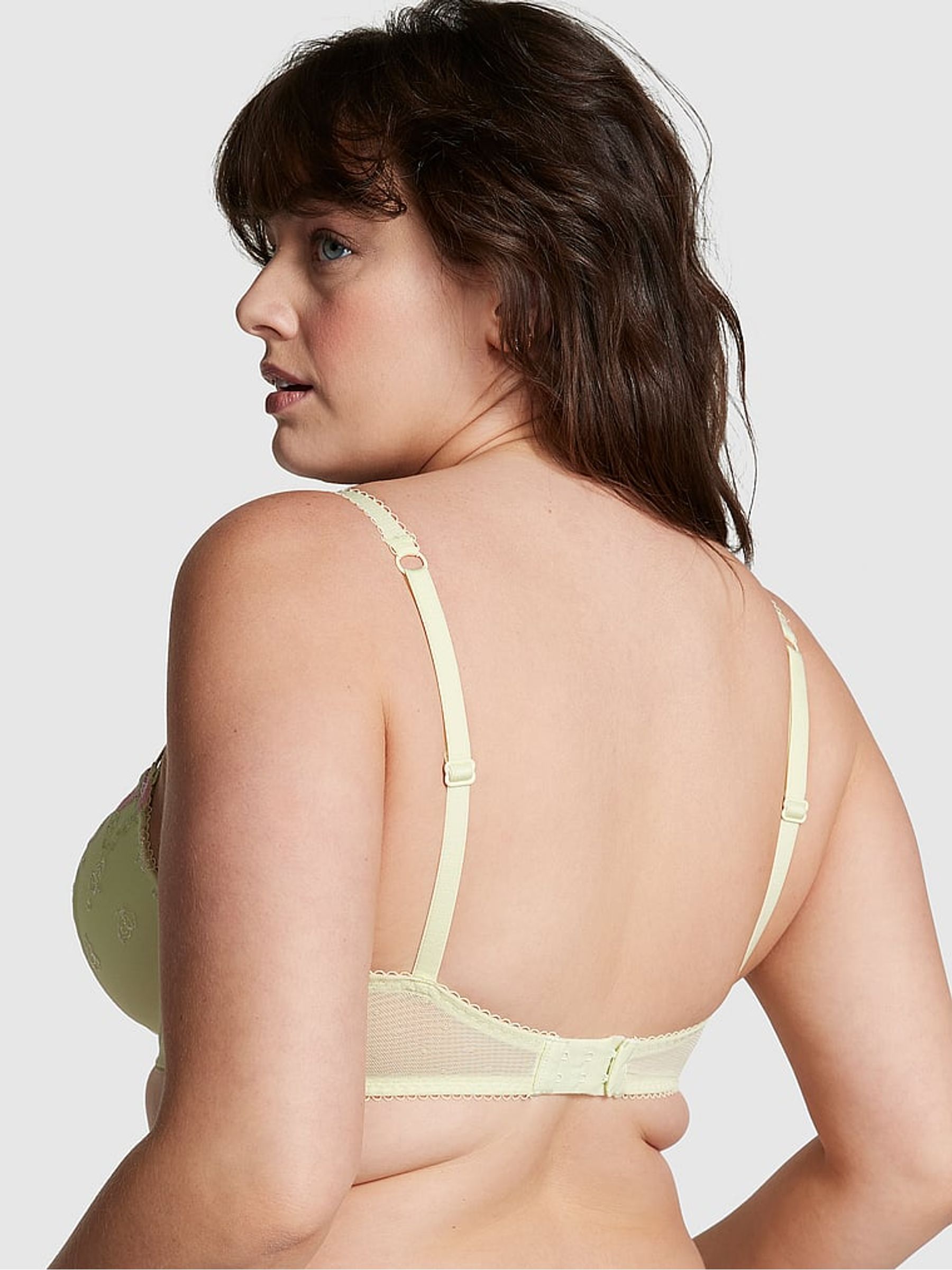 Lime Green Lightly Lined Balcony Embroidered Butterfly Lace Bra - Image 2 of 4