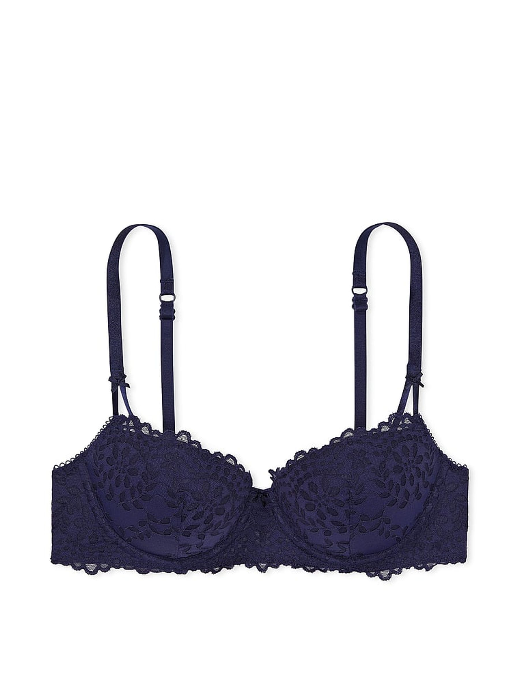 Midnight Navy Blue Lace Balcony Eyelet Bra - Image 3 of 3