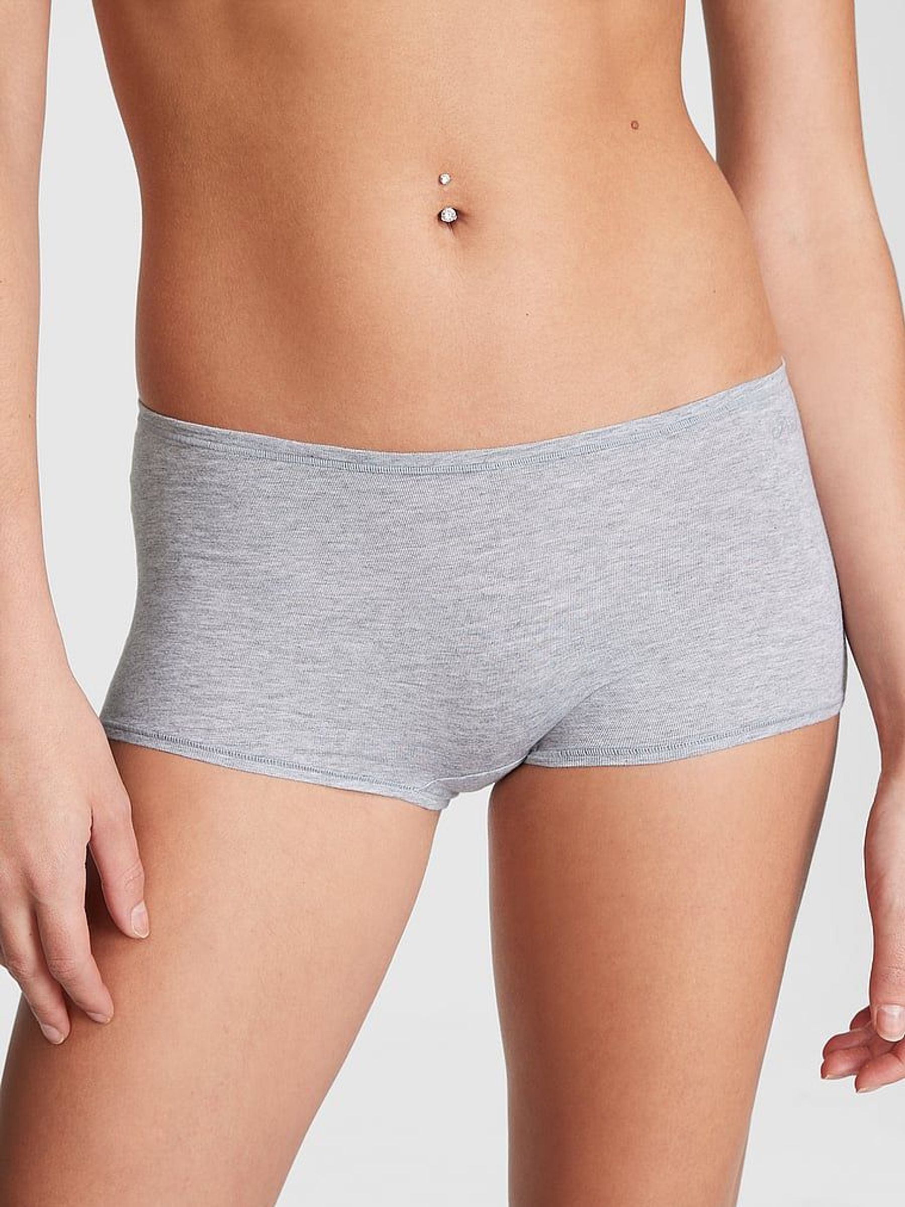 Grey Heather Cotton Boyshort Knickers - Image 1 of 3