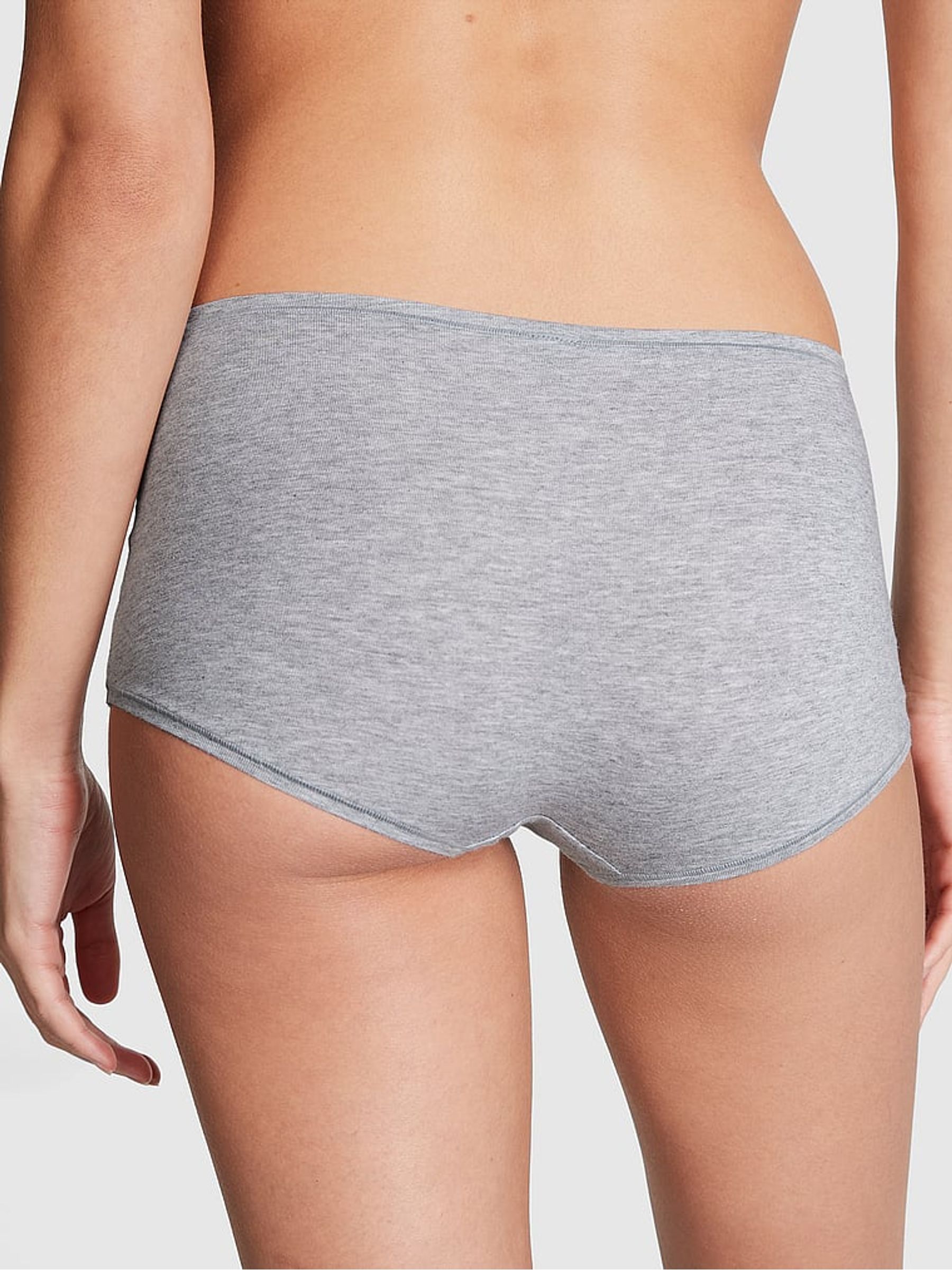 Grey Heather Cotton Boyshort Knickers - Image 2 of 3