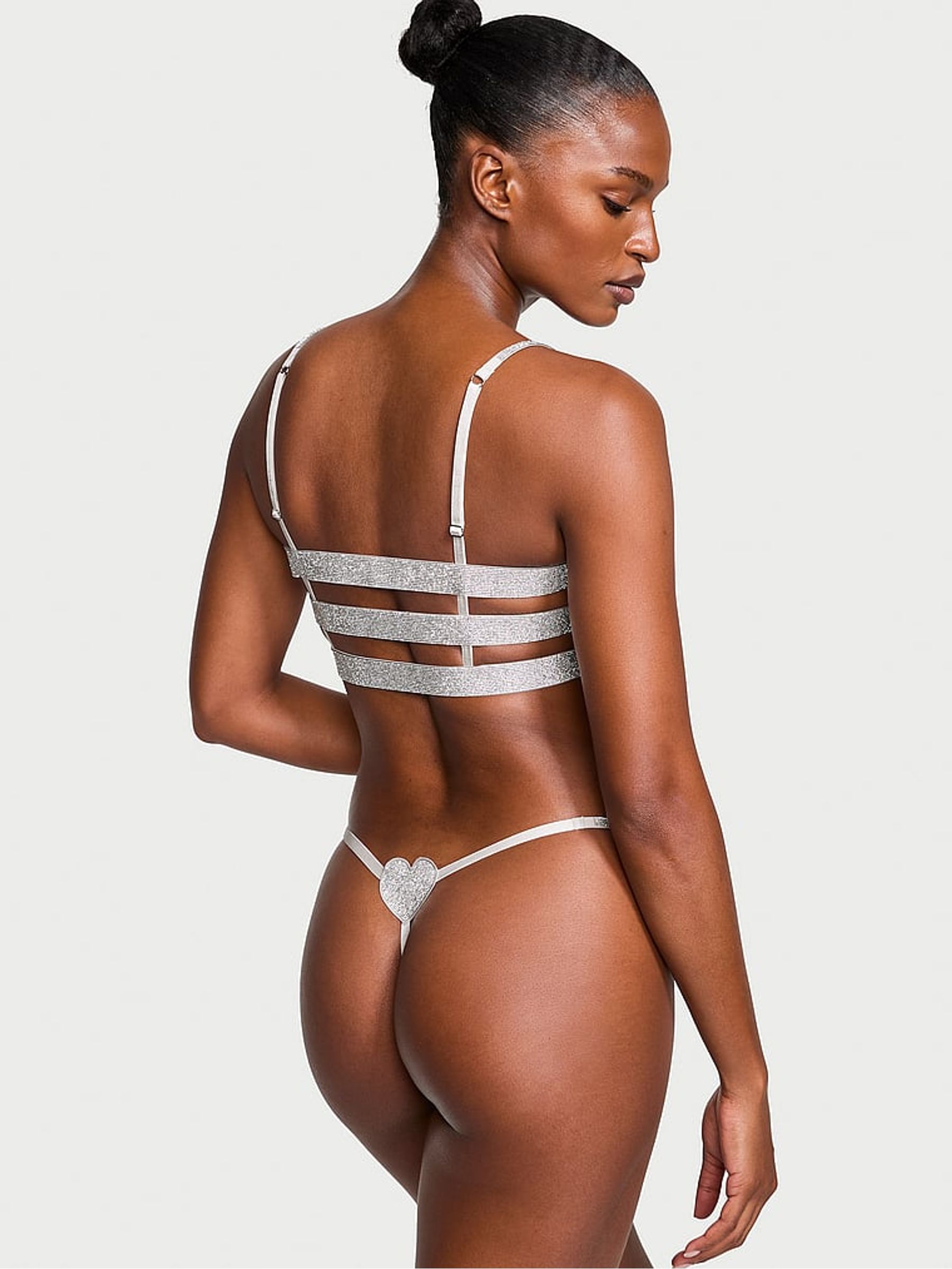 Pearl Grey Silver Shine Bralette and Knicker Set - Image 2 of 3