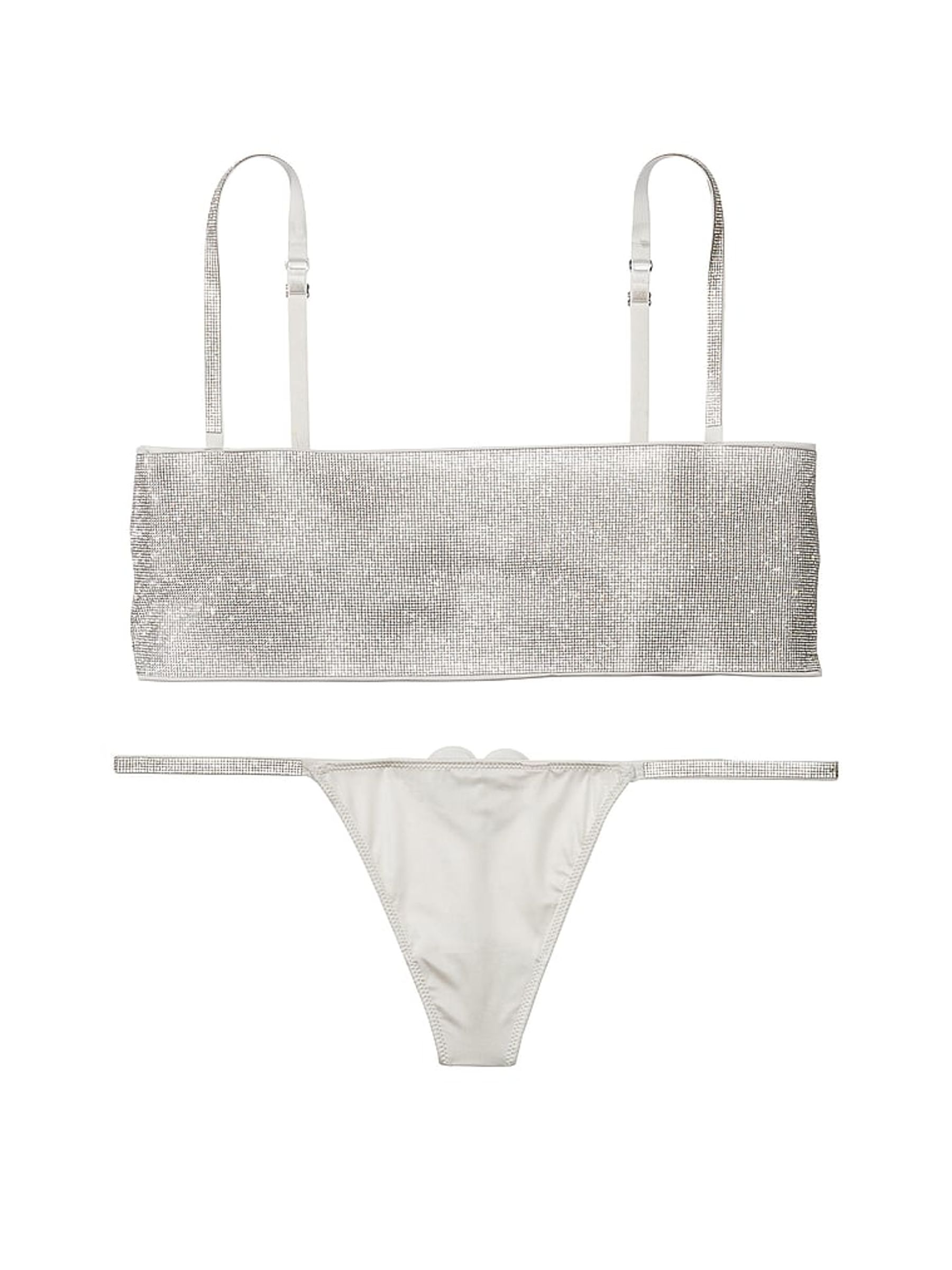Pearl Grey Silver Shine Bralette and Knicker Set - Image 3 of 3