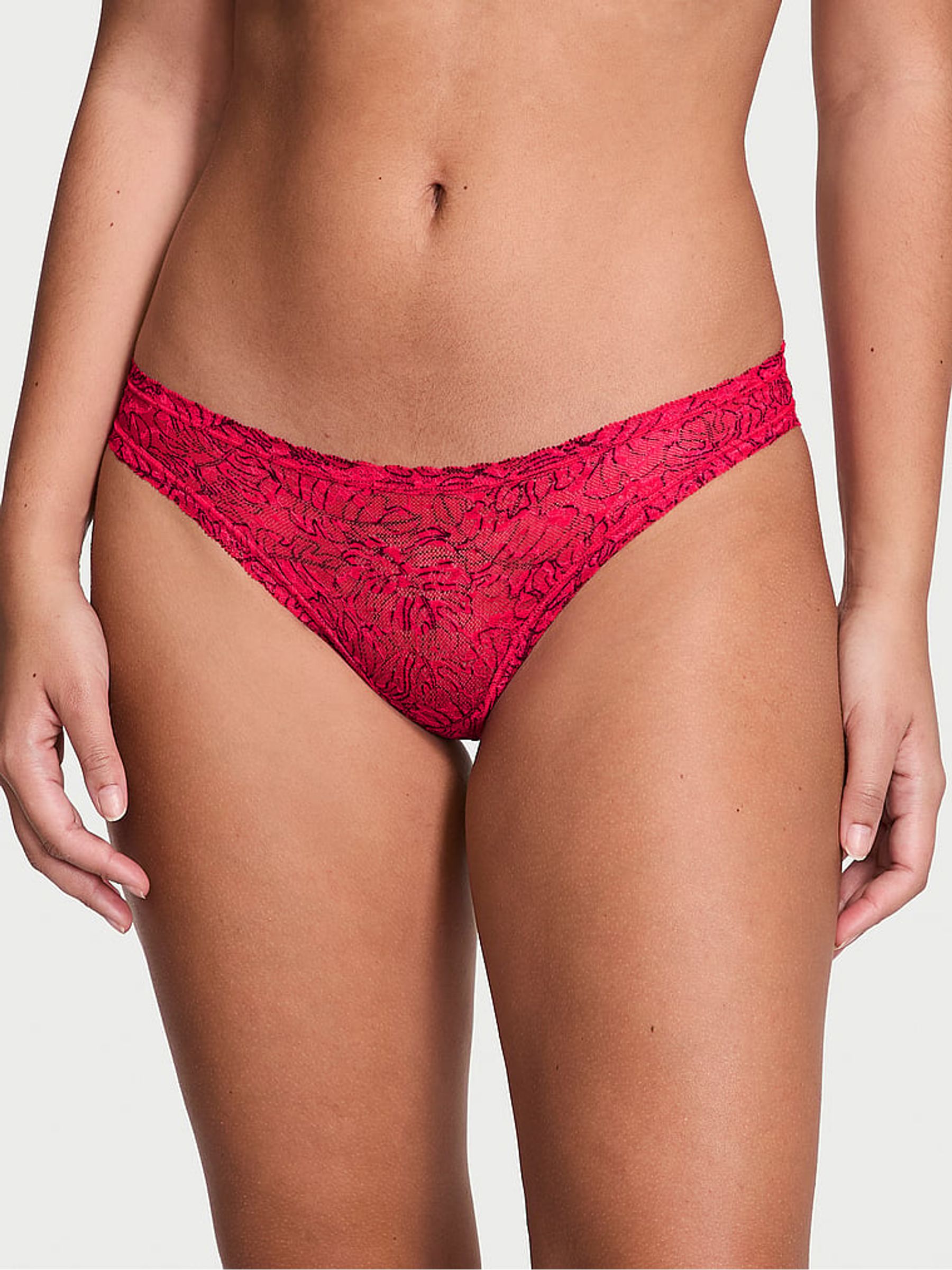 Hottie Pink Palm Leaf Bikini Posey Lace Knickers - Image 1 of 1