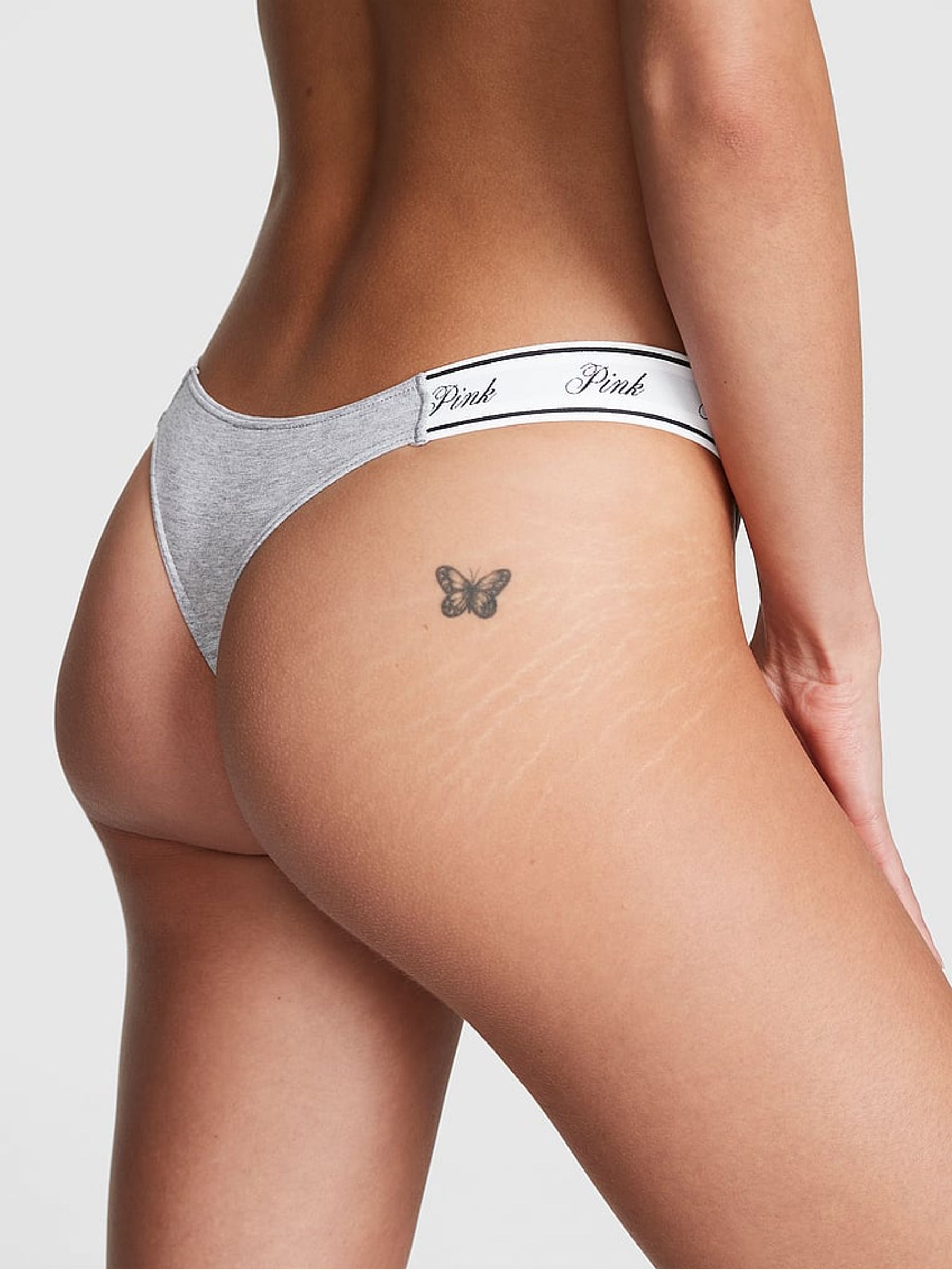 Heather Grey Thong Cotton Logo Knickers - Image 2 of 3