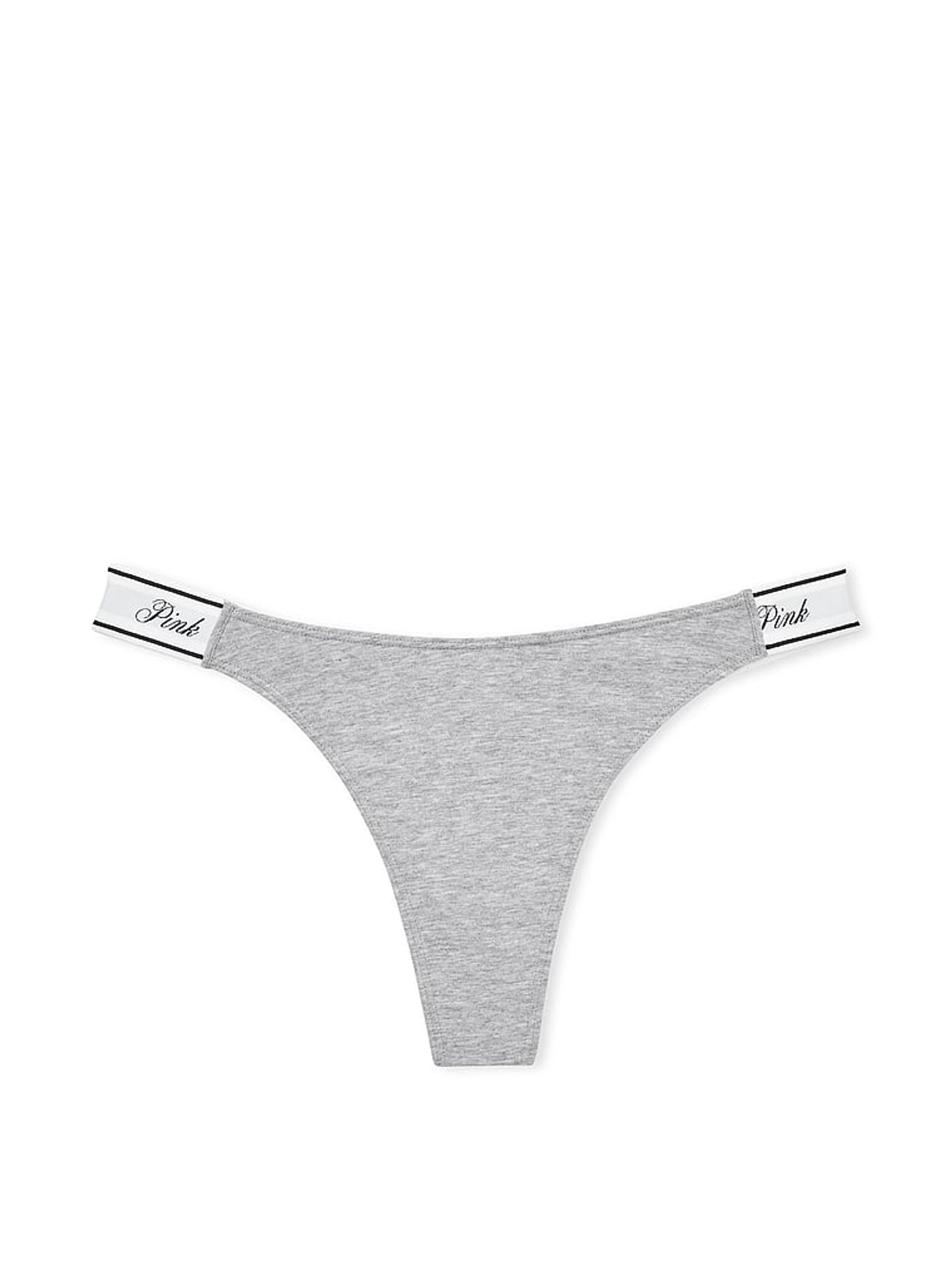 Heather Grey Thong Cotton Logo Knickers - Image 3 of 3