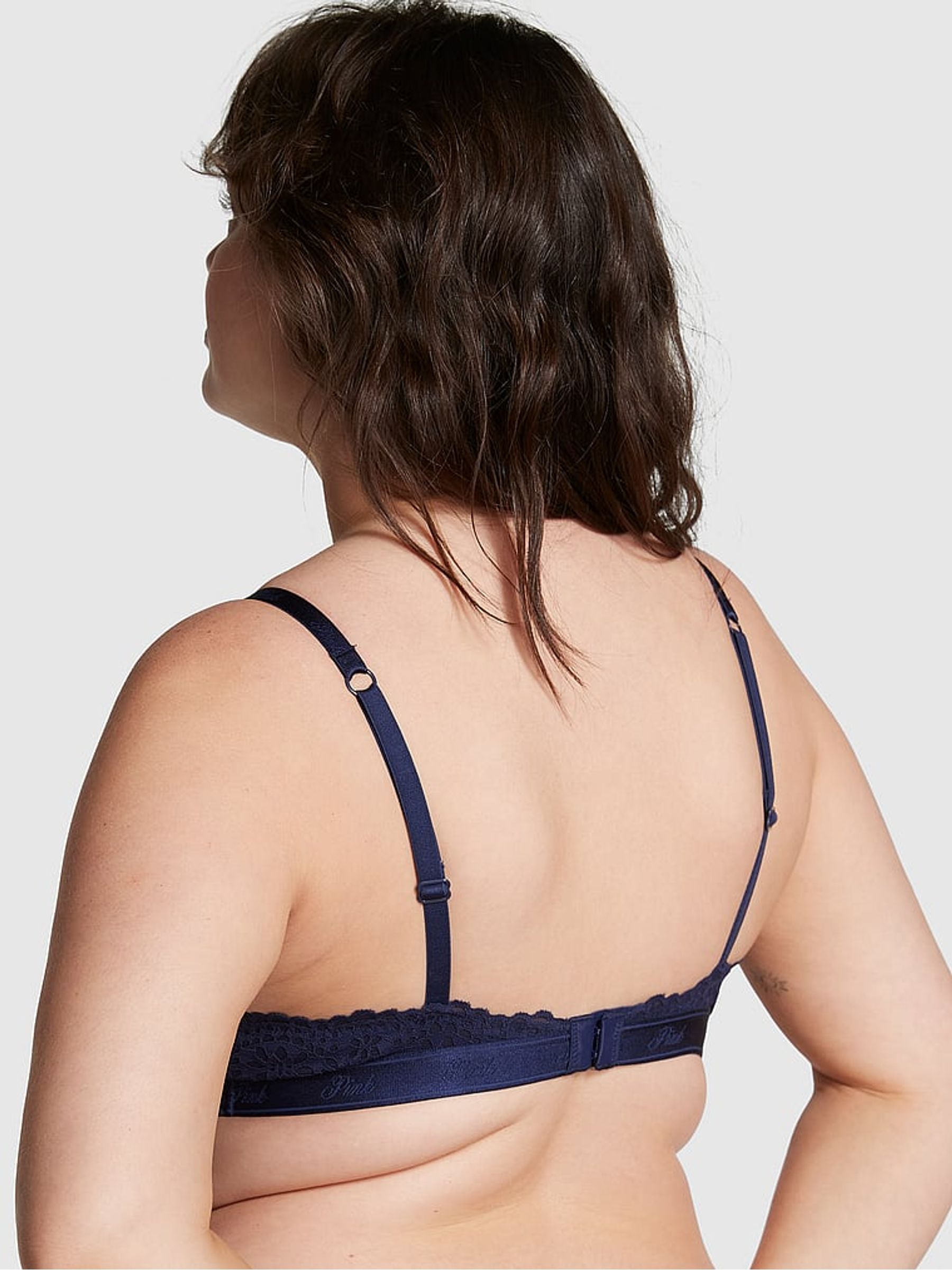 Midnight Navy Blue Lace Balcony Eyelet Bra - Image 2 of 3