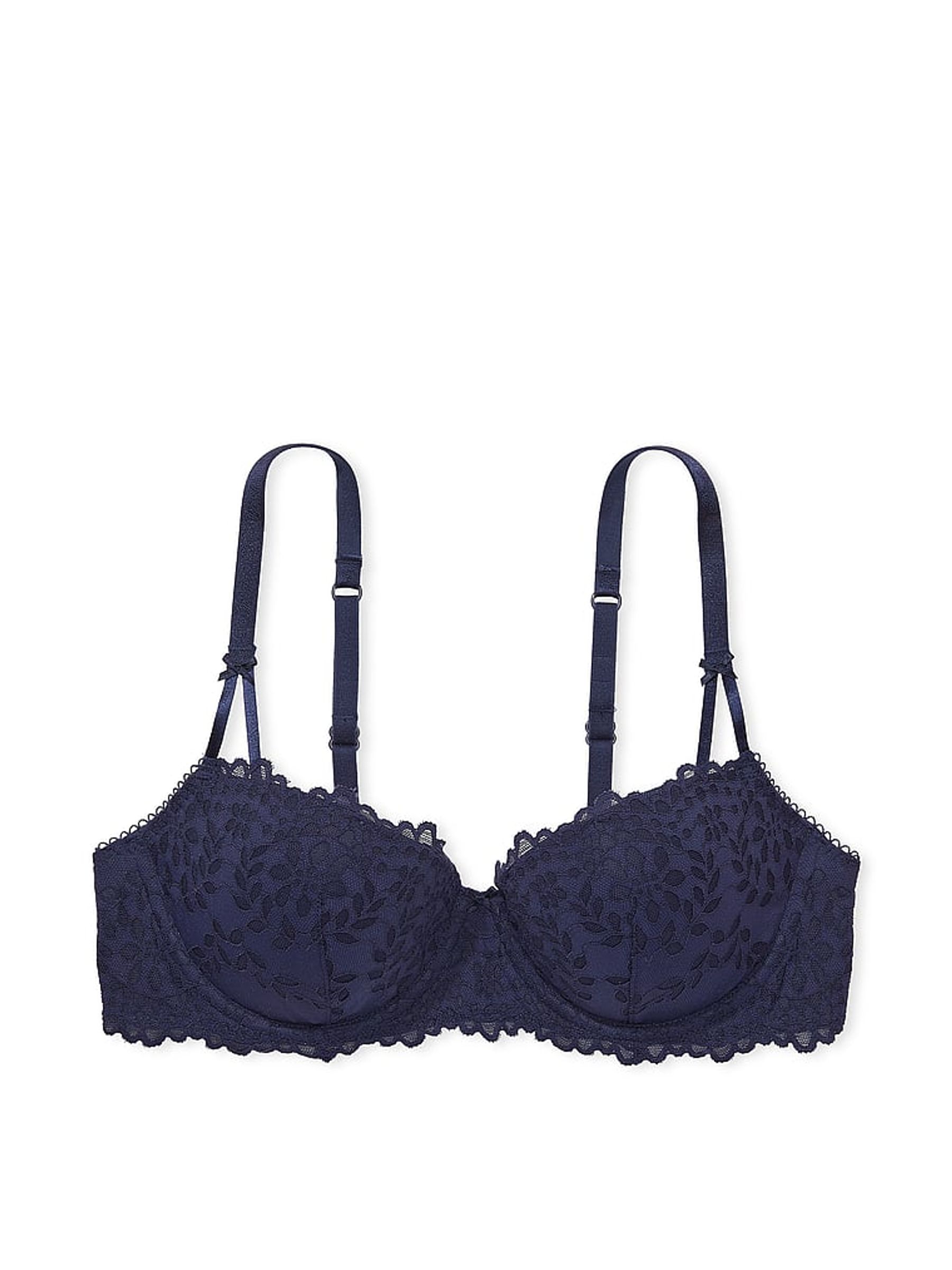 Midnight Navy Blue Lace Balcony Eyelet Bra - Image 3 of 3