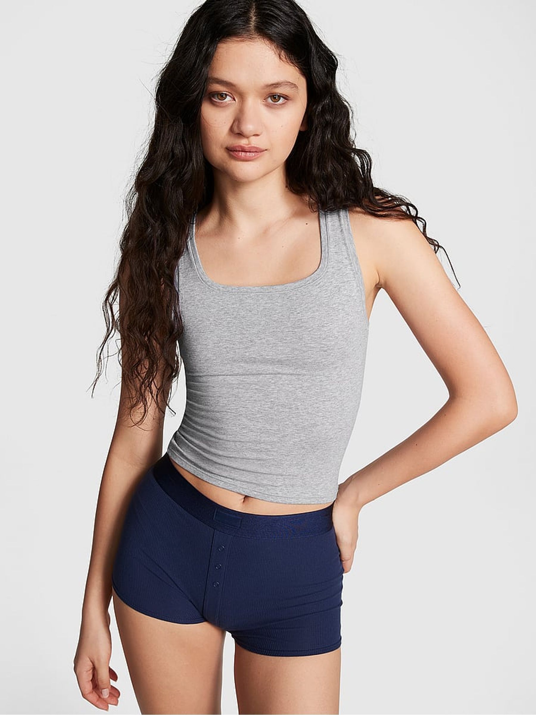 Medium Heather Grey Cotton Tank Top - Image 1 of 3