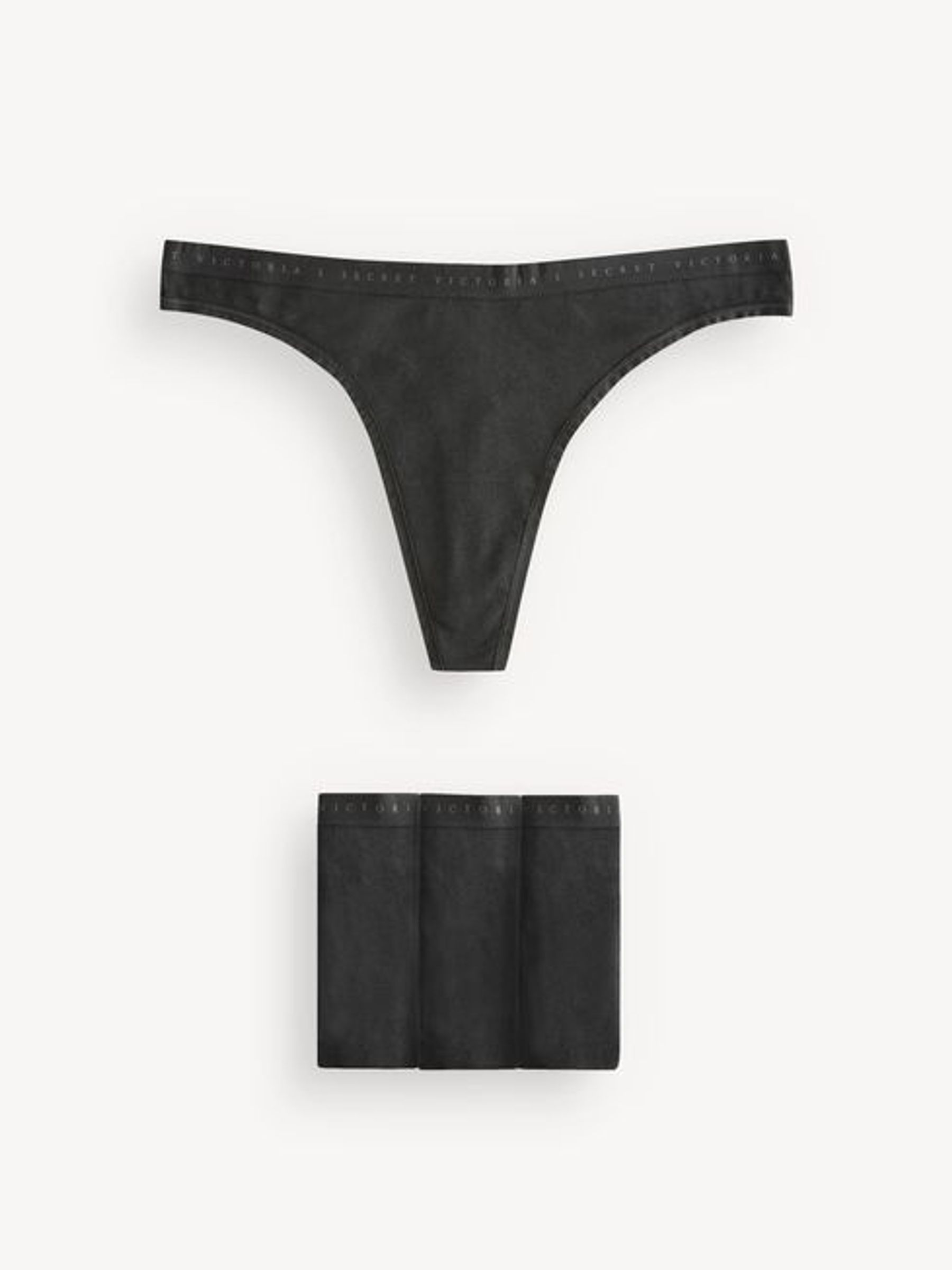 Black Thong Logo 4 Pack Knickers - Image 1 of 4