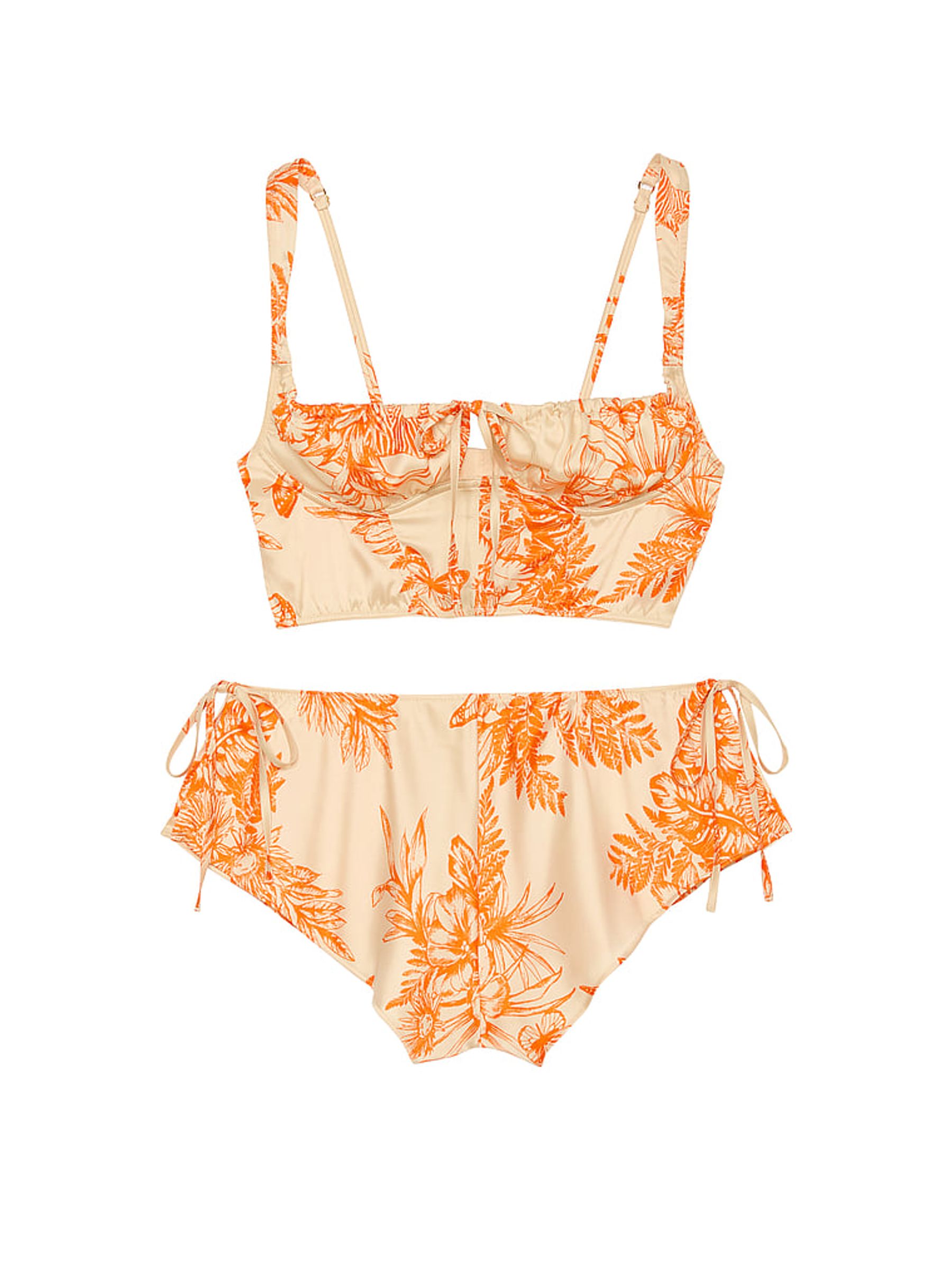 Tropical Toile Orange Satin Corset Cami Set - Image 3 of 3