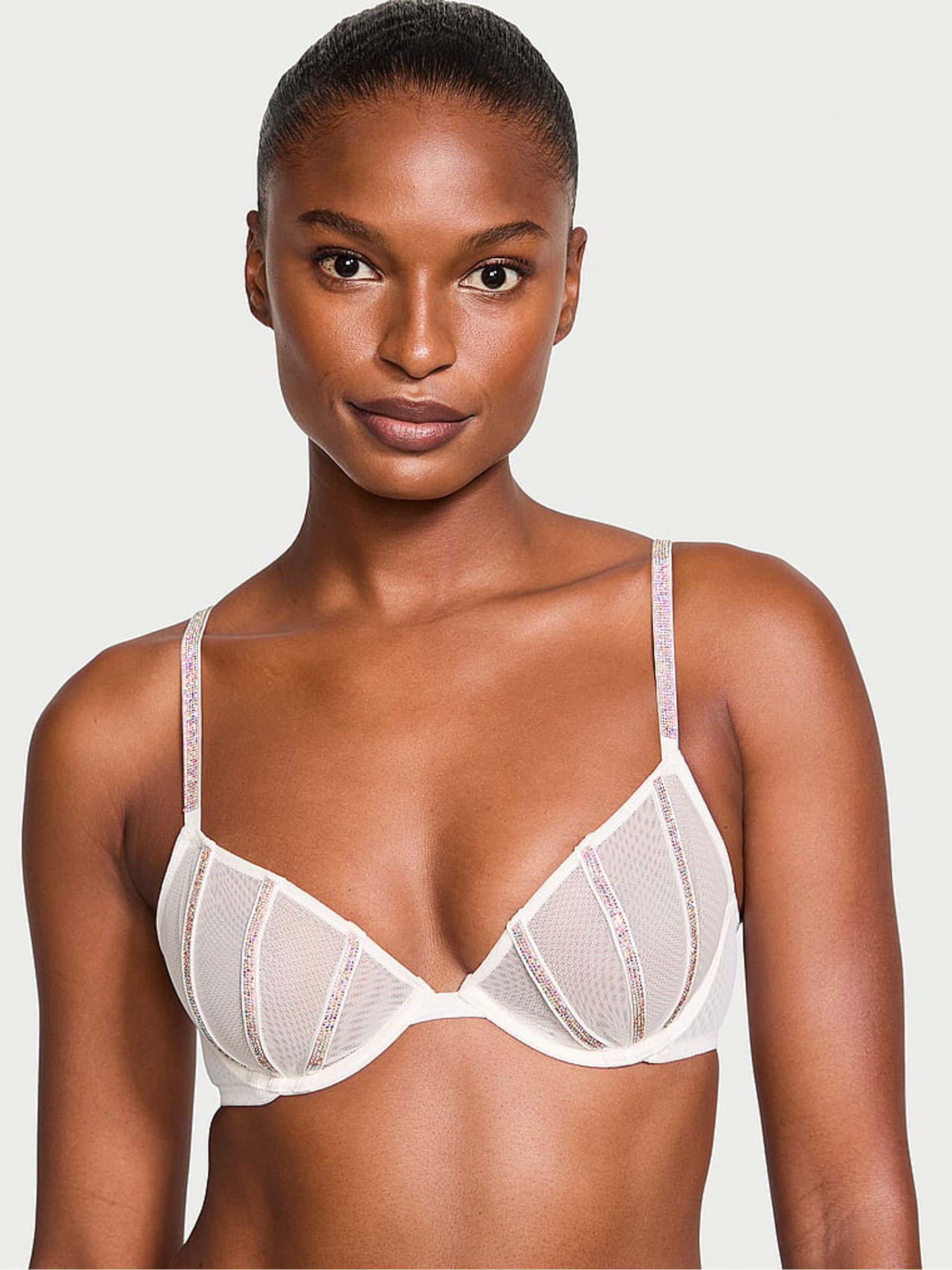 Coconut White Sheer Shine Low Cut Demi Bra - Image 1 of 3