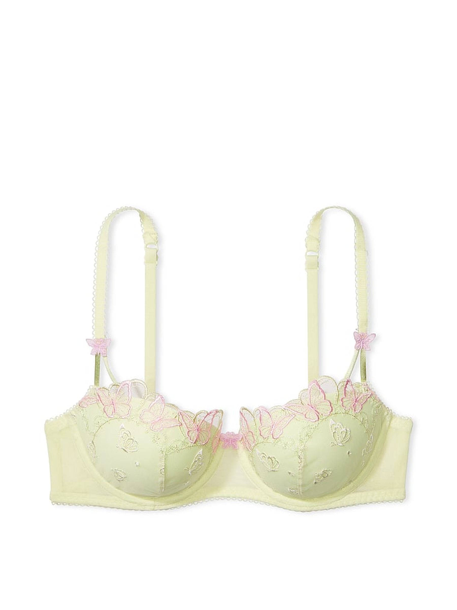 Lime Green Push Up Embroidered Butterfly Lace Bra - Image 3 of 3