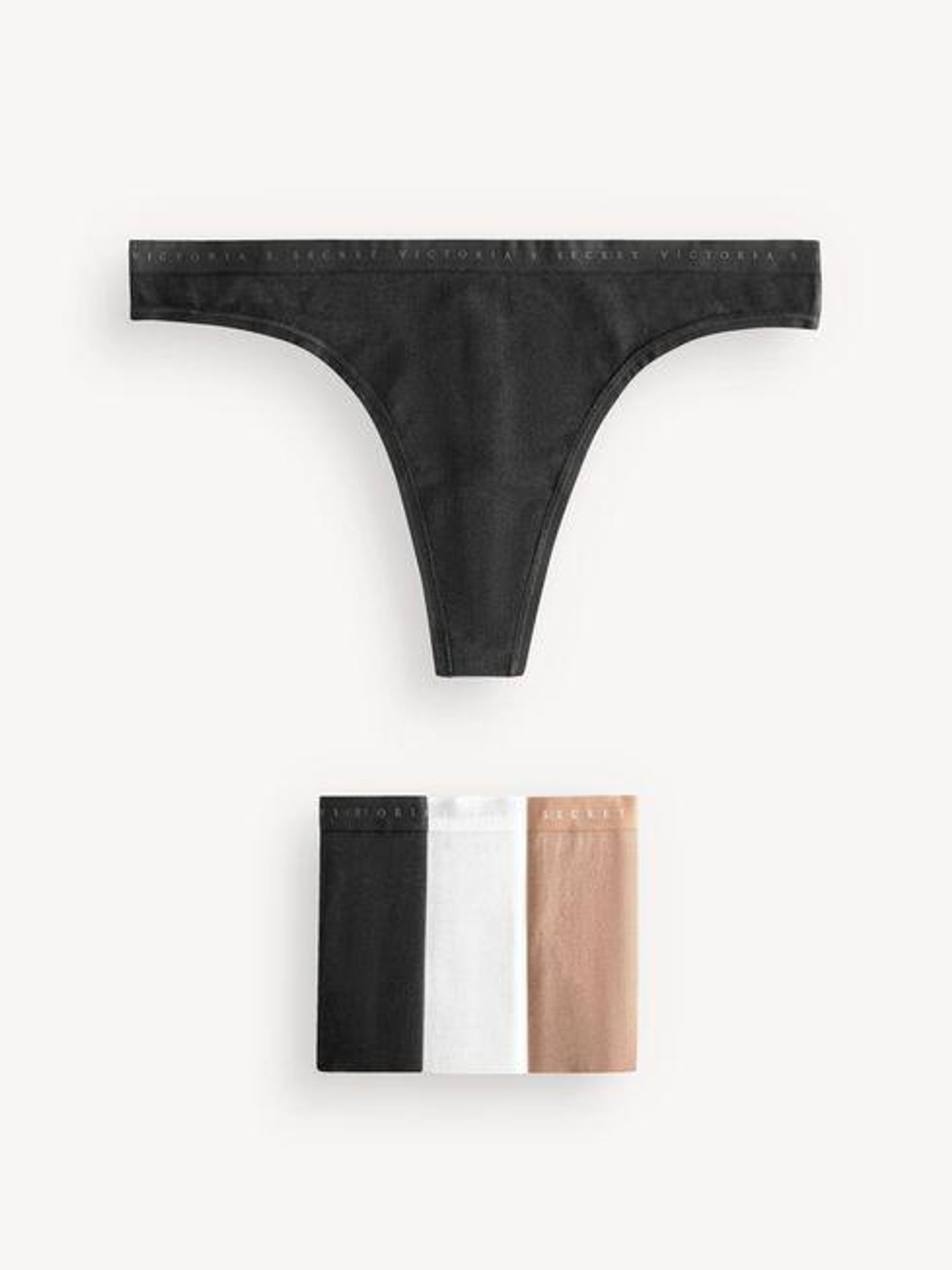 Black/White/Nude Thong Logo 4 Pack Knickers - Image 1 of 5