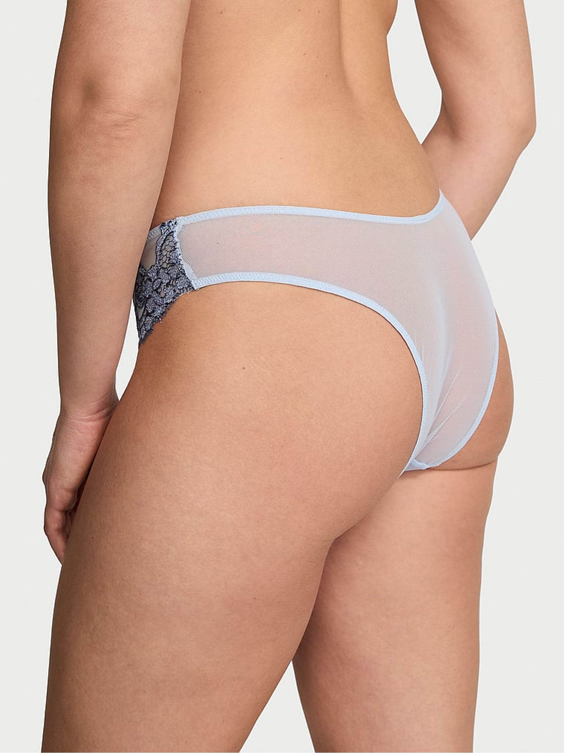 Faded Denim Blue Brazilian Embroidered Knickers - Image 2 of 3